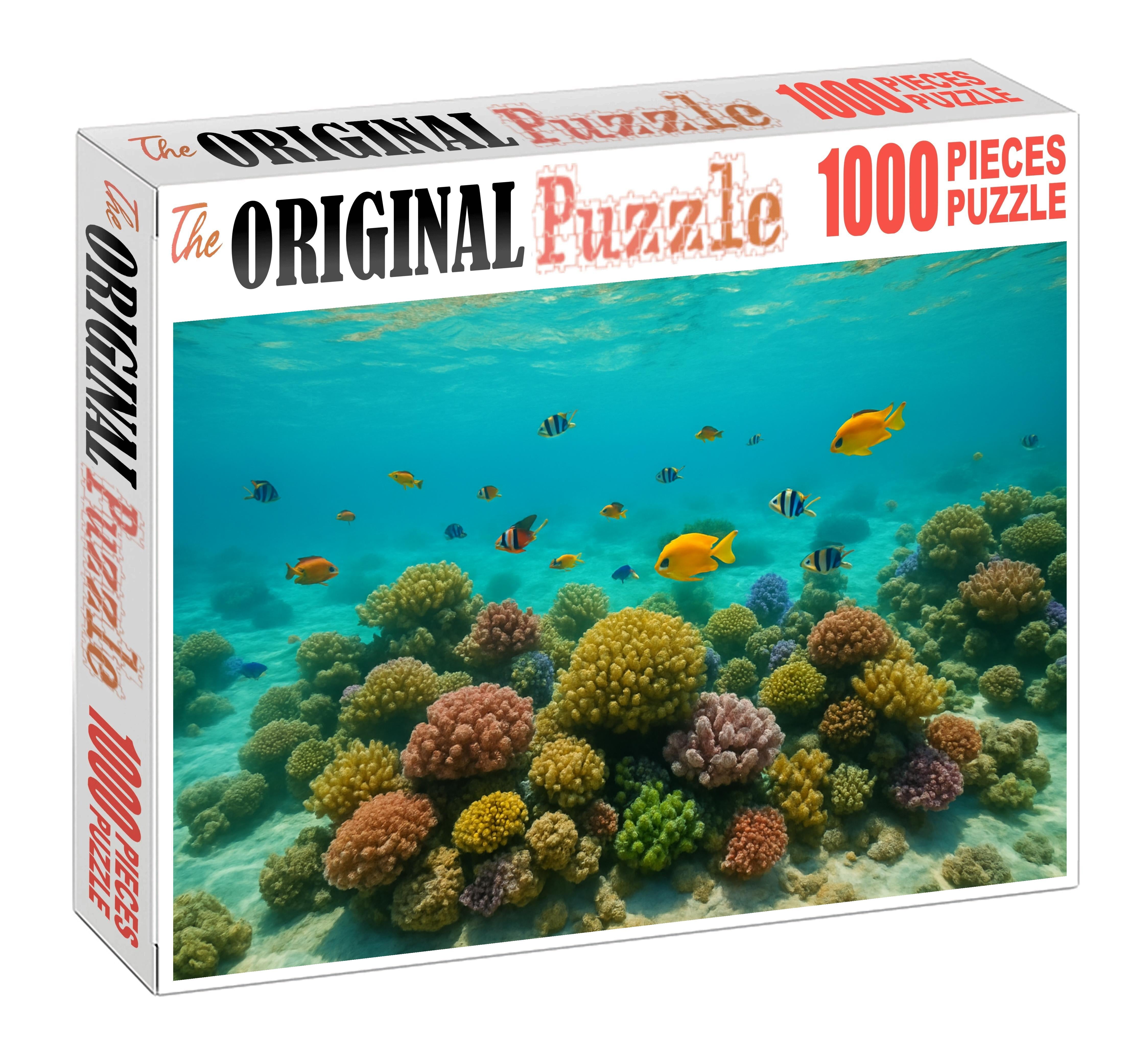 Golden Sunlit Lagoon Shallow Waters Brimming With Coral Life Premium Puzzle Pieces