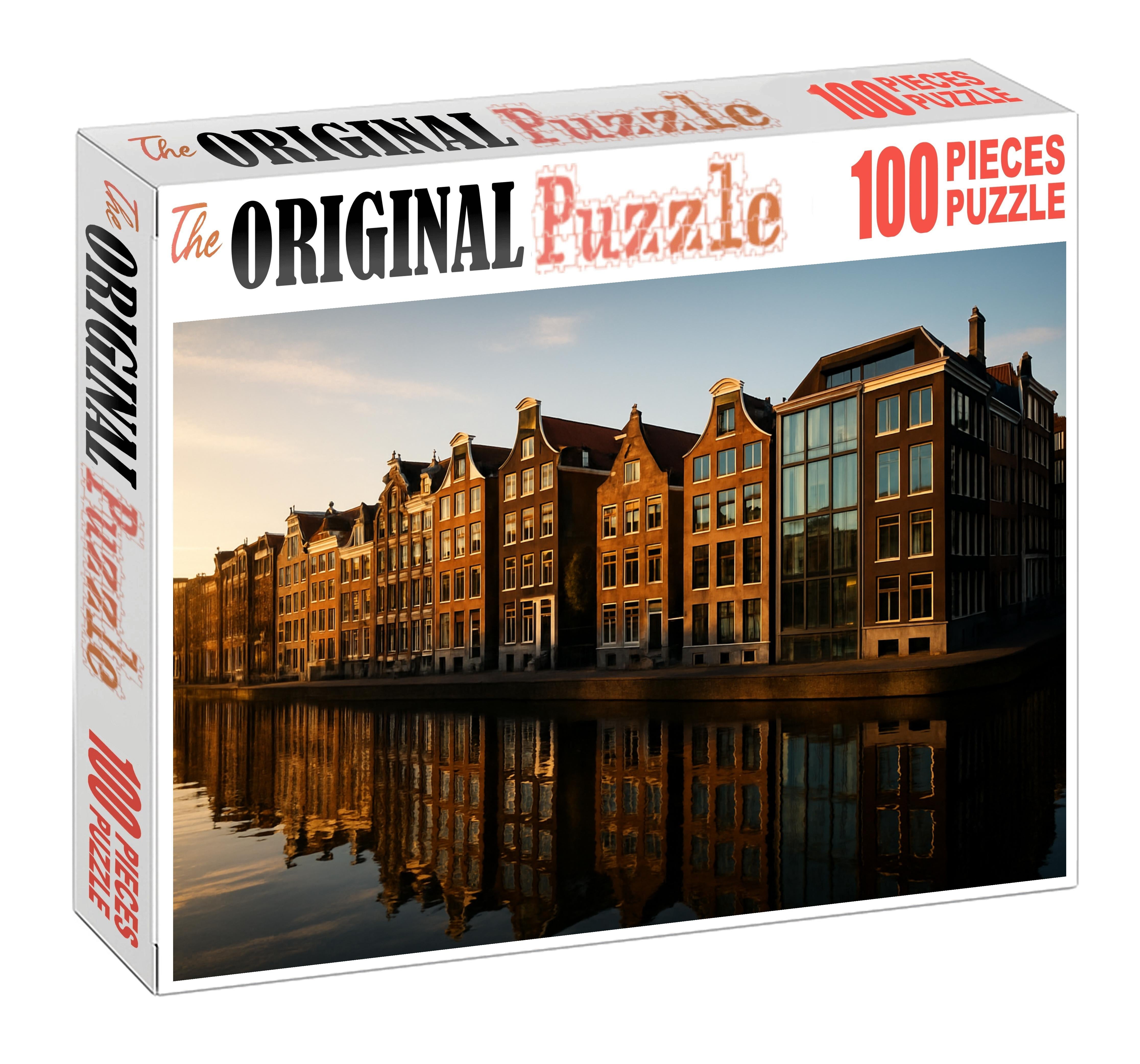 Amsterdam Waterfront Skyline Historic Canals Meet Contemporary Silhouettes 100 Piece Puzzle