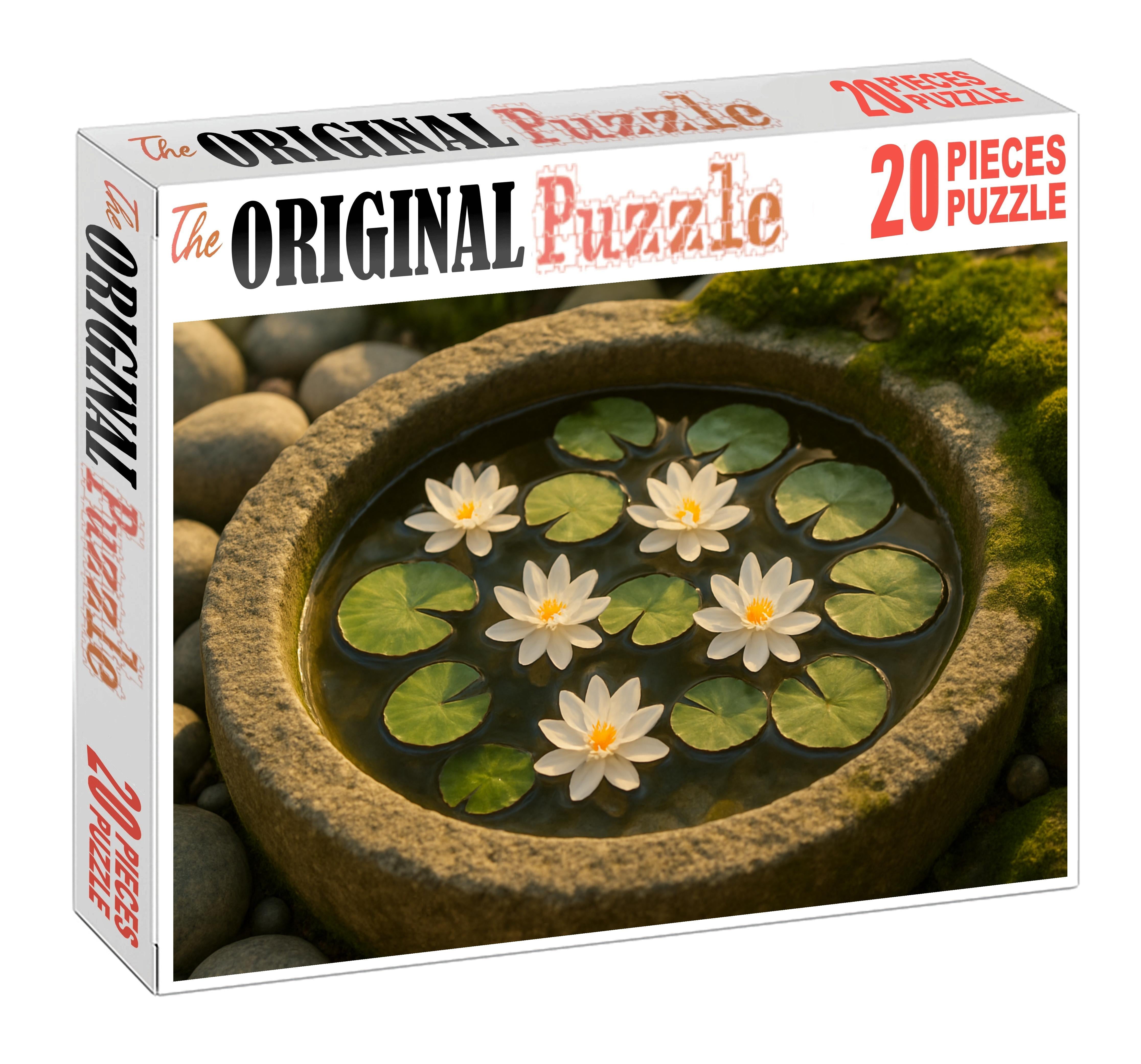 Serene Water Garden Nook Floating White And Green Blooms With Lily Pads Family Puzzles