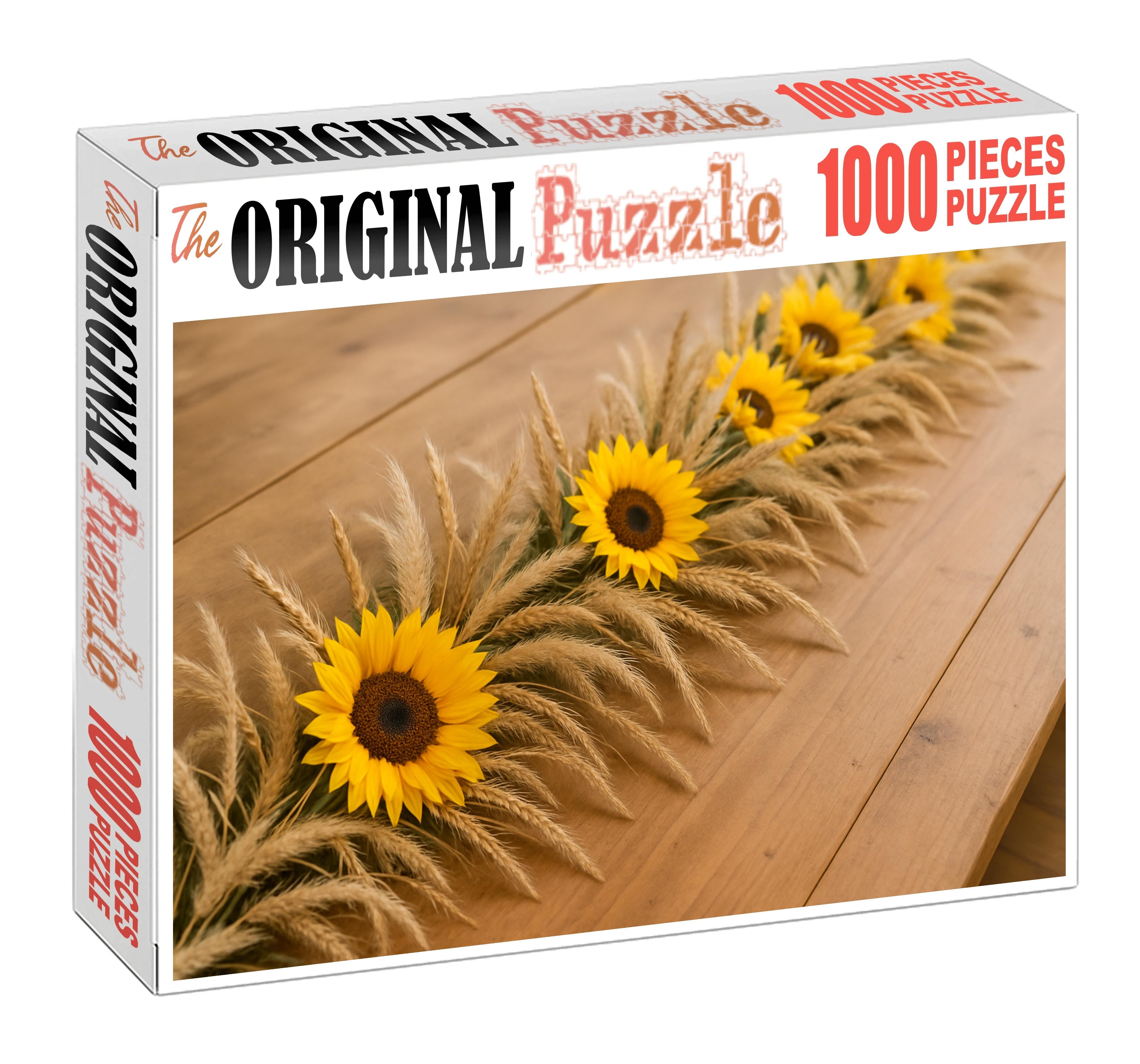 Golden Meadow Table Garland Sunflower-hued Blooms With Wheat And Wild Grass Accents Puzzle For Kids