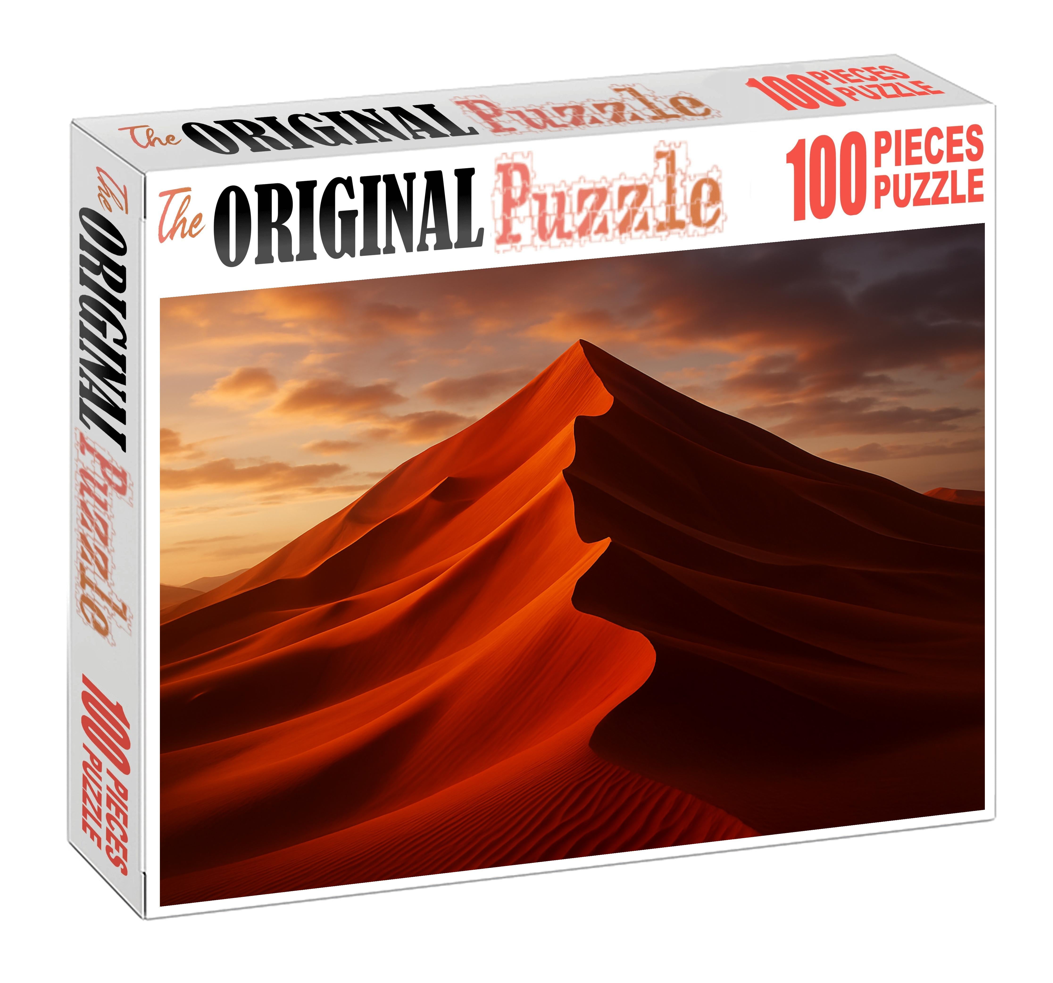 Crimson Crest Ridge Fiery Sands Basking In Sunset's Embrace Premium Puzzle Pieces