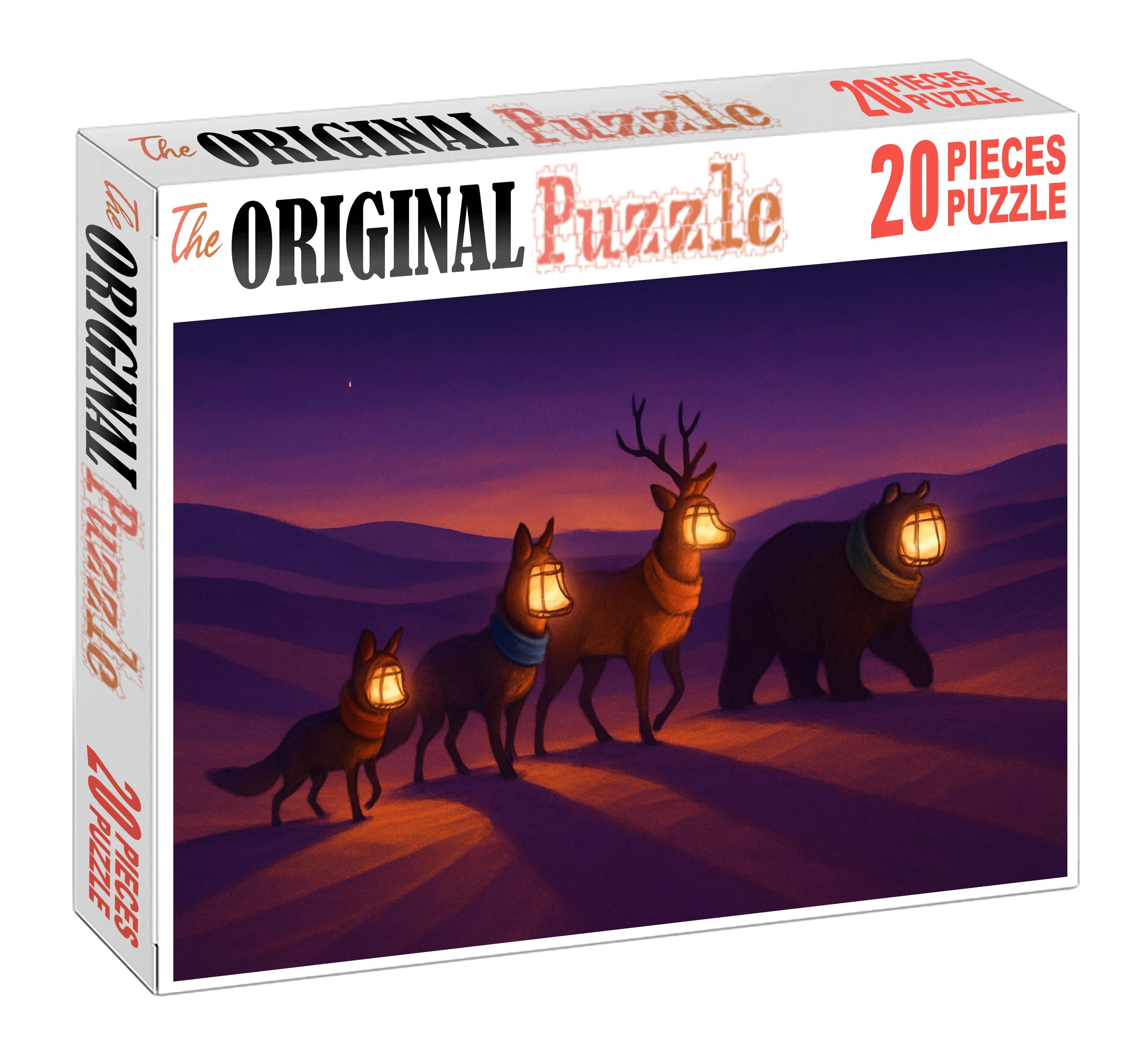 Sunset Caravan Of Lantern-faced Animals 50 Piece Puzzle