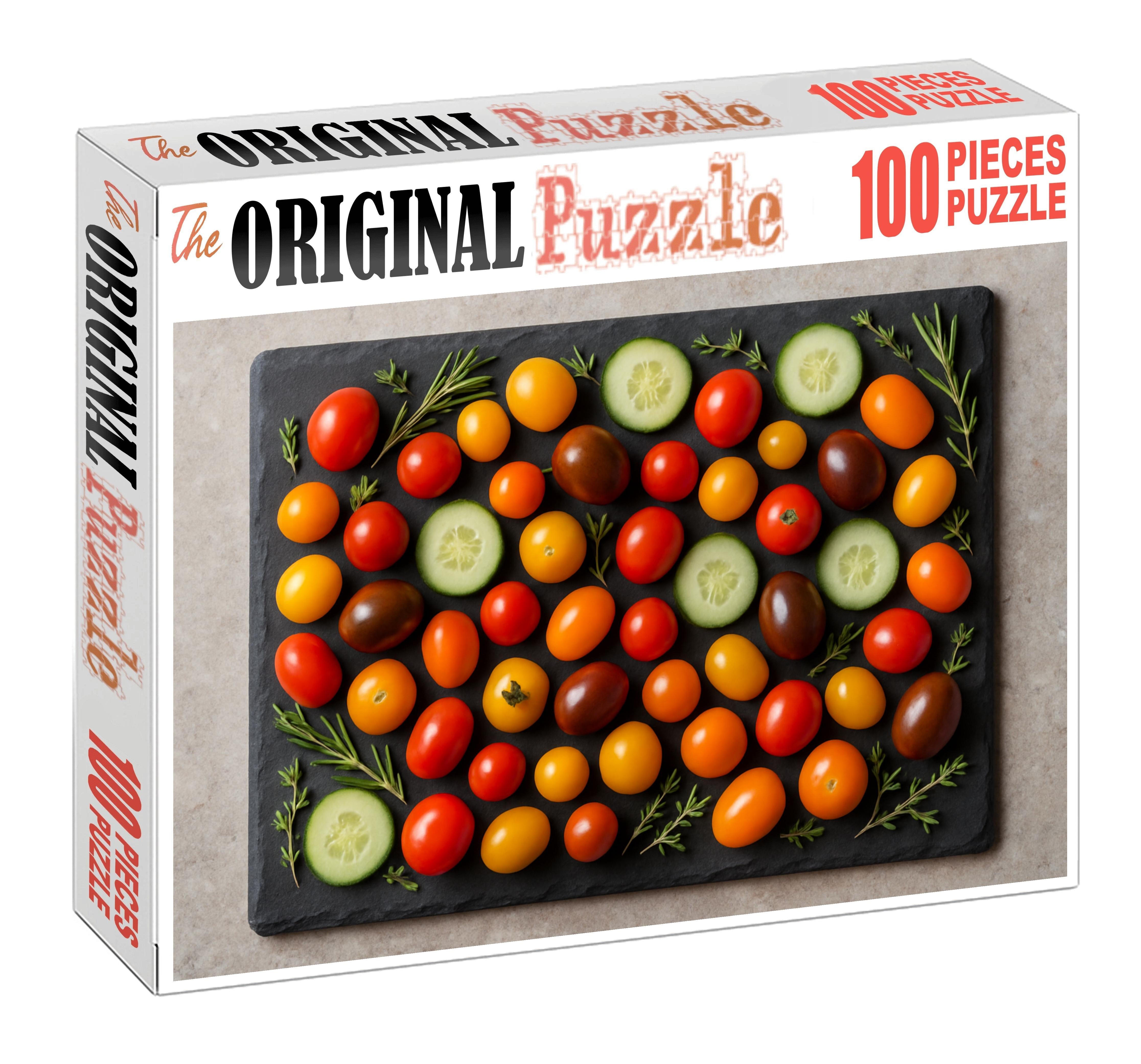 Garden Patch Medley Heirloom Cherry Tomatoes And Sliced Cucumbers With Herbs 20 Piece Puzzle