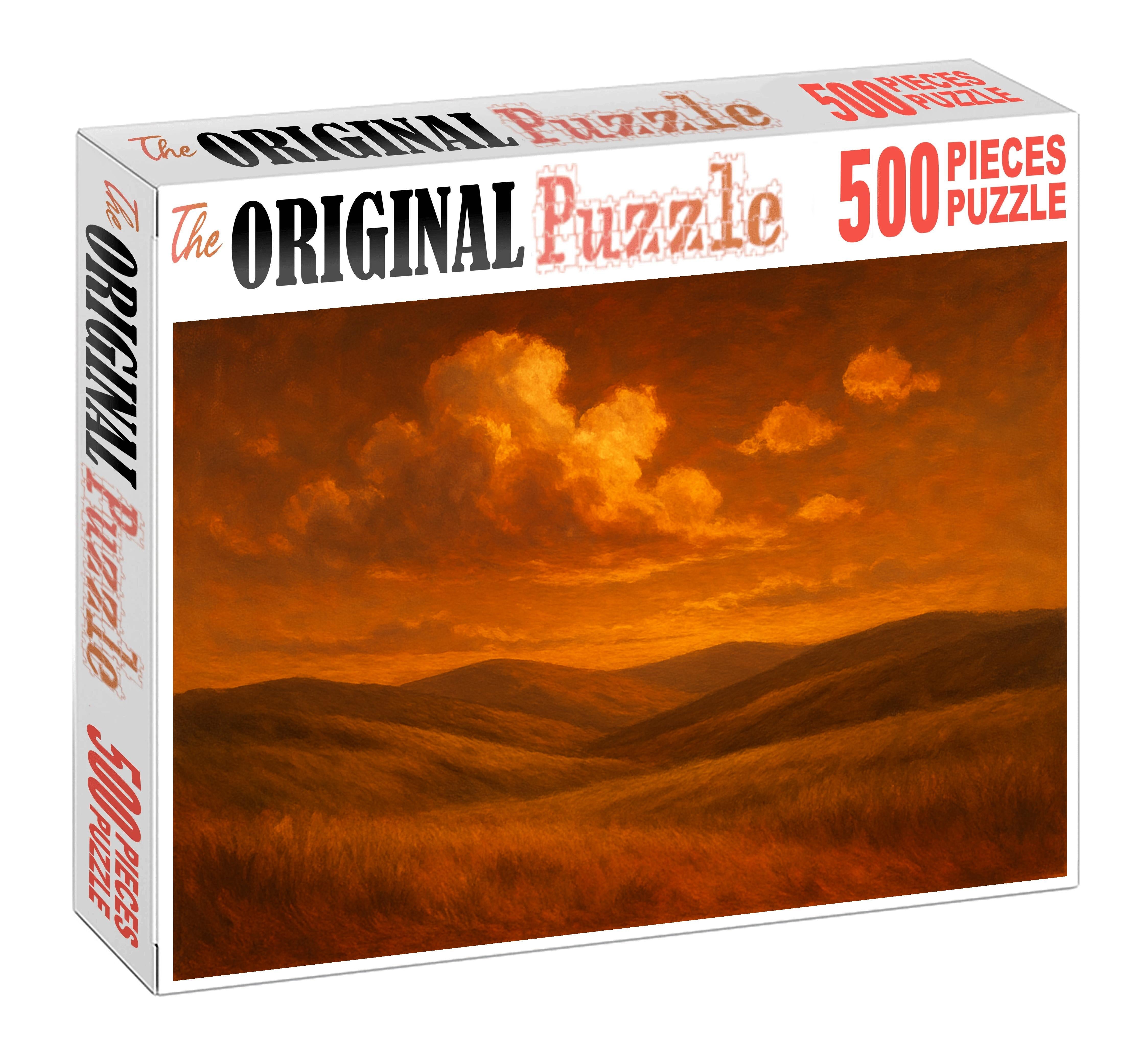 Copper Sunset Over Rolling Grasslands Premium Puzzle Pieces