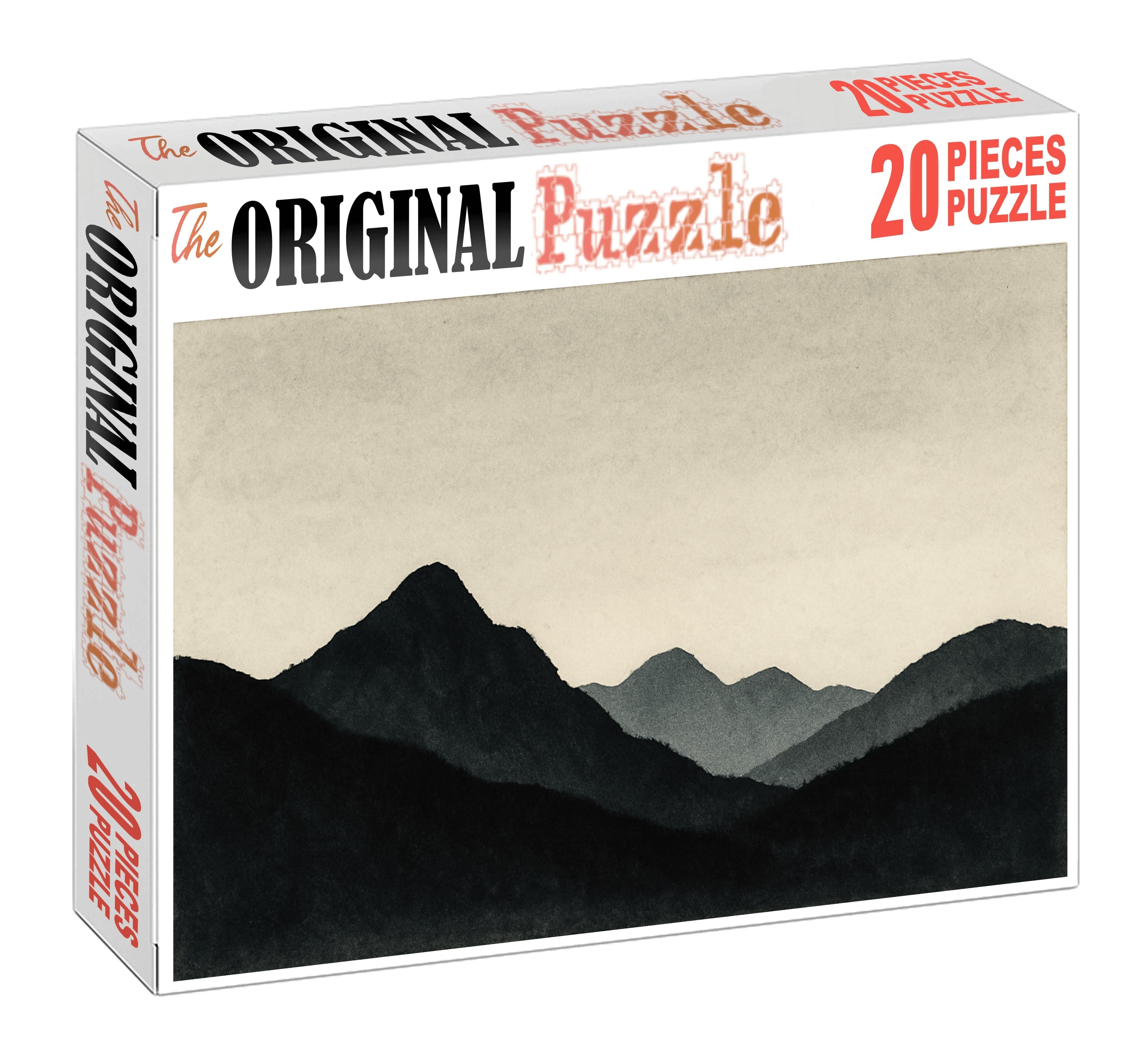Mountain Peak Silhouette Minimalist Ink Wash With Bold Horizon Lines Puzzle Collection