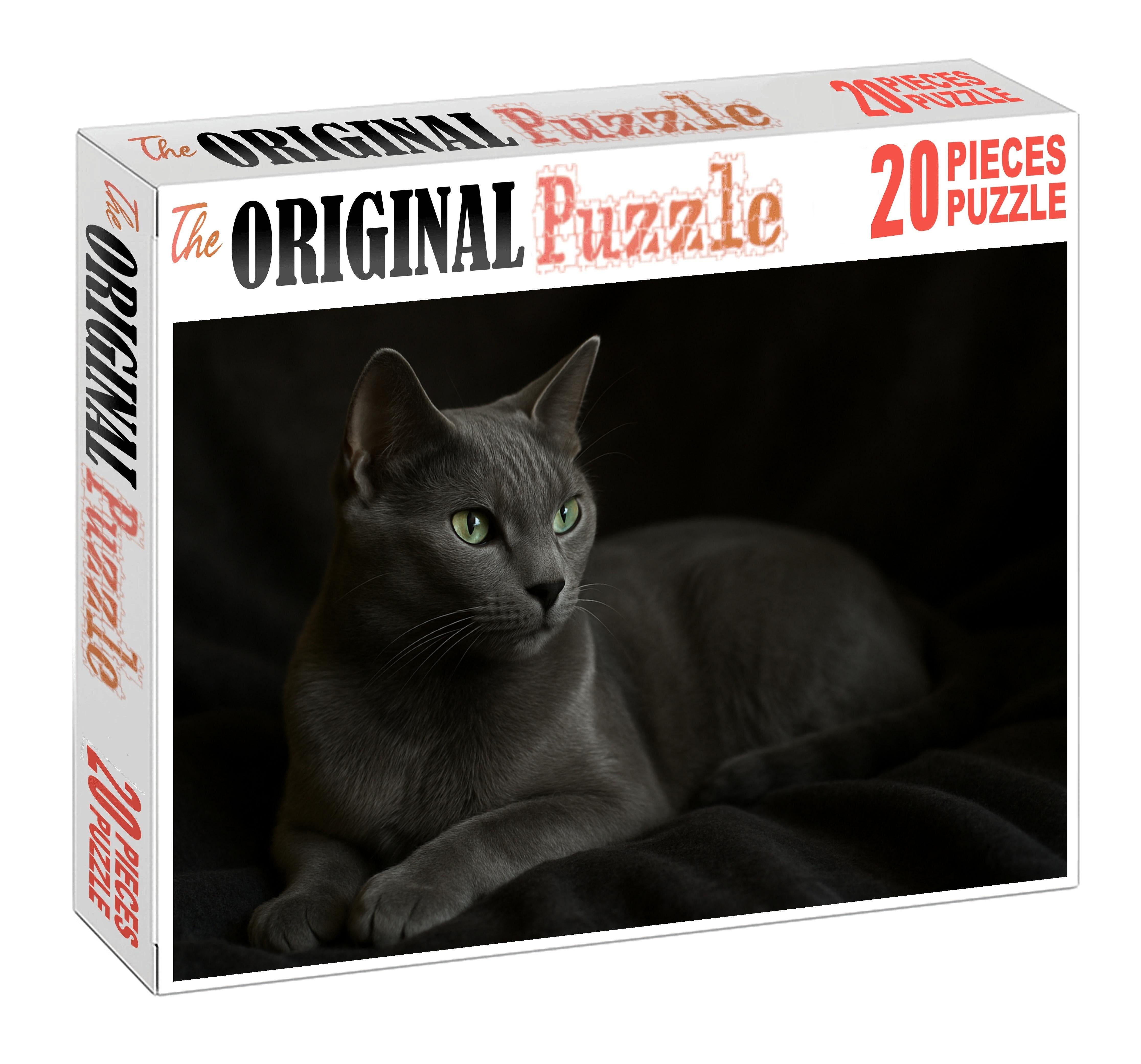 Dusk Shadow Sleek Gray Shorthair With A Mysterious Aura 50 Piece Puzzle