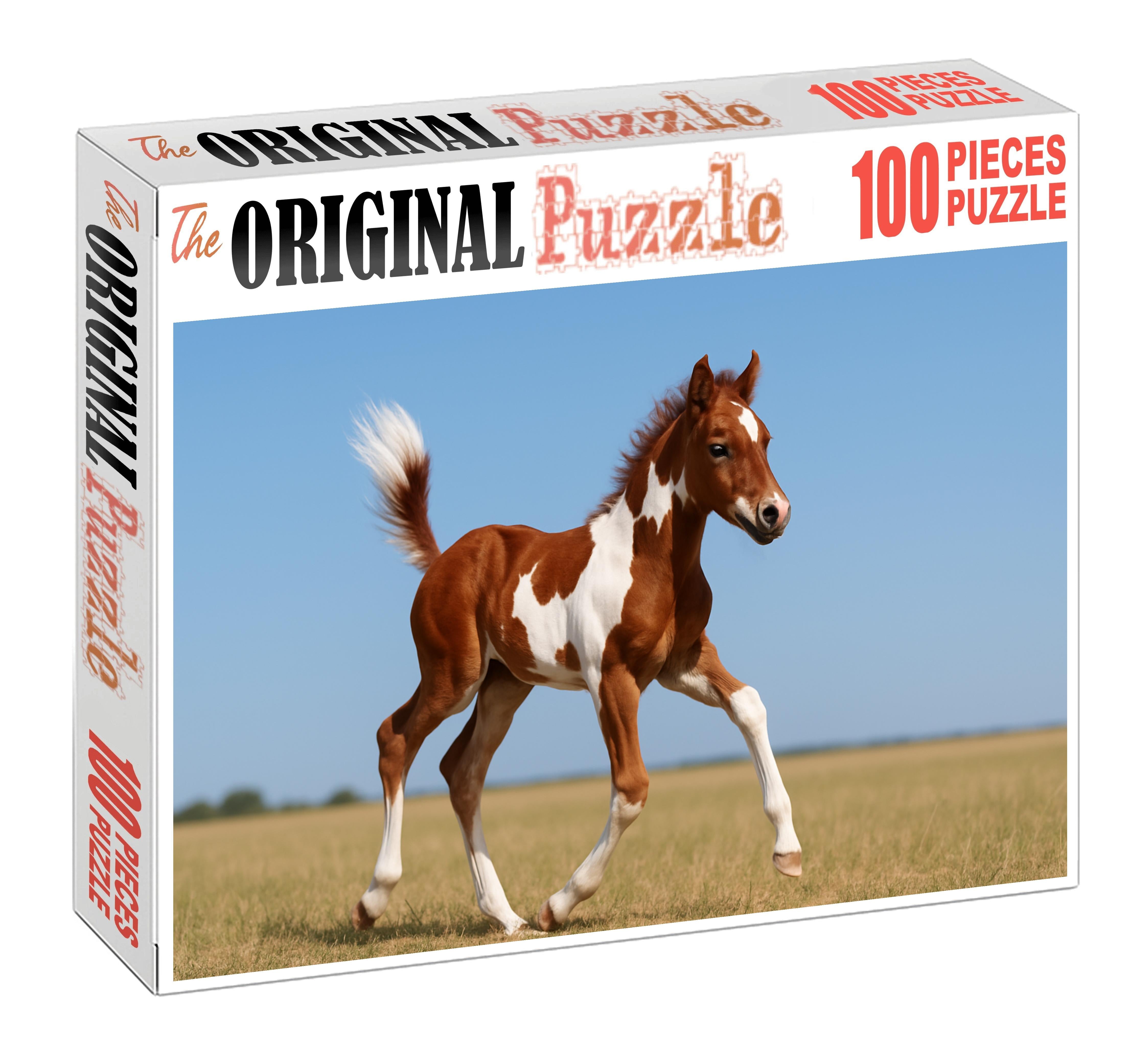 Crimson Ember Paint Vibrant Red Tobiano Colt With Spirited Energy Large Format Puzzle
