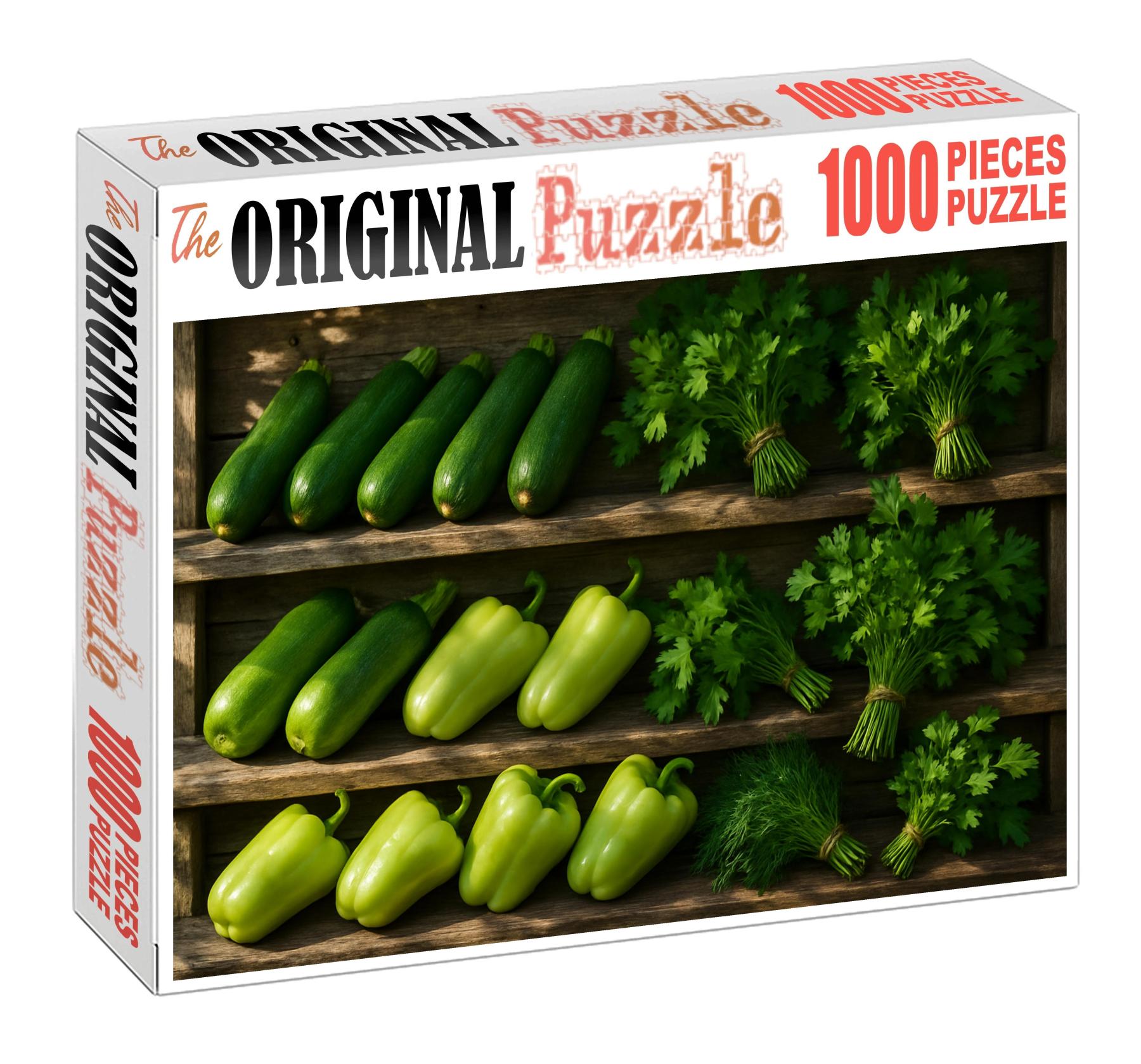 Green Market Fresh Zucchini Green Peppers And Fresh Herb Bounty 100 Piece Puzzle