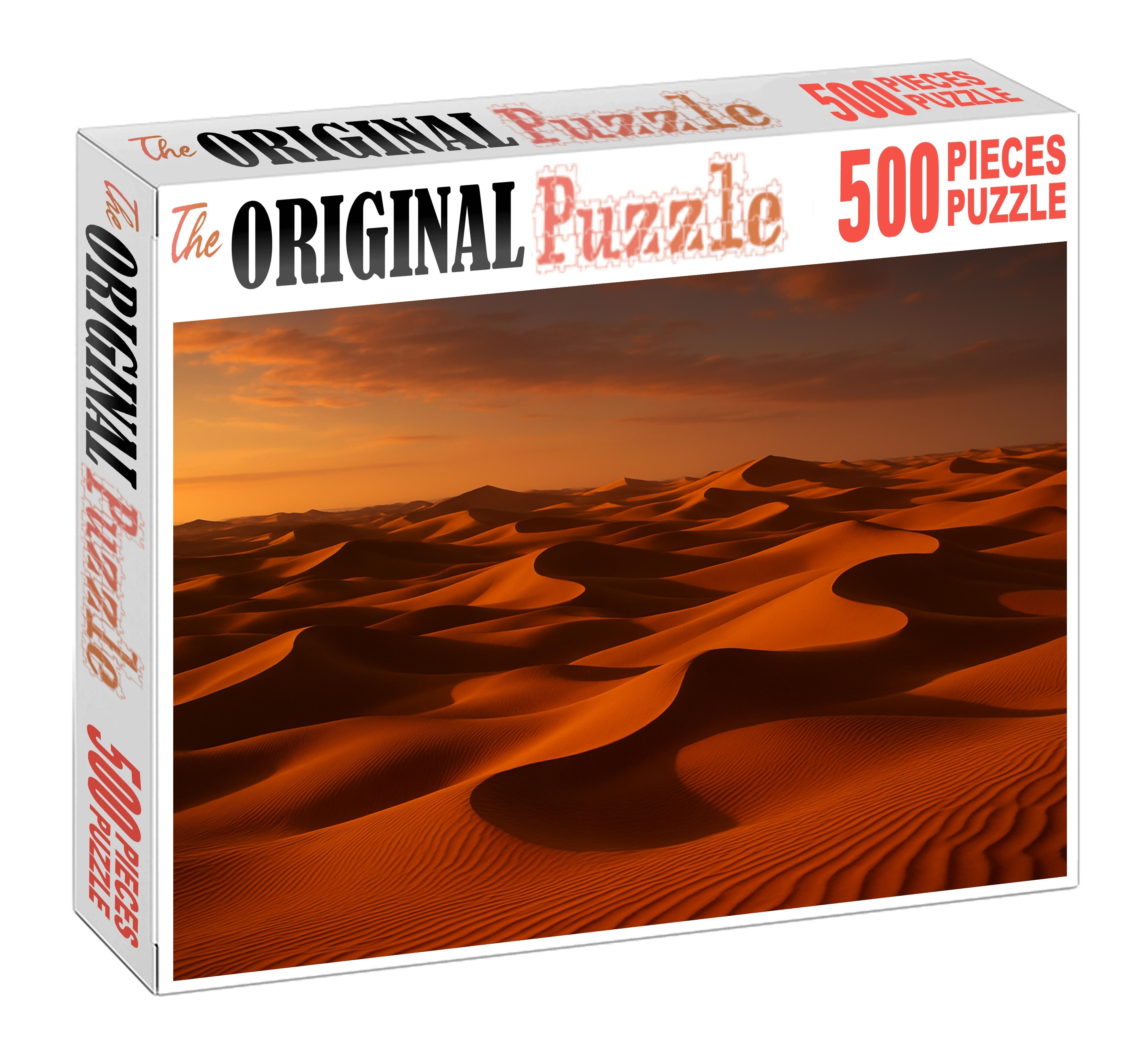 Golden Hour Dune Sea Radiant Peaks And Valleys Bathed In Soft Light Premium Puzzle Pieces