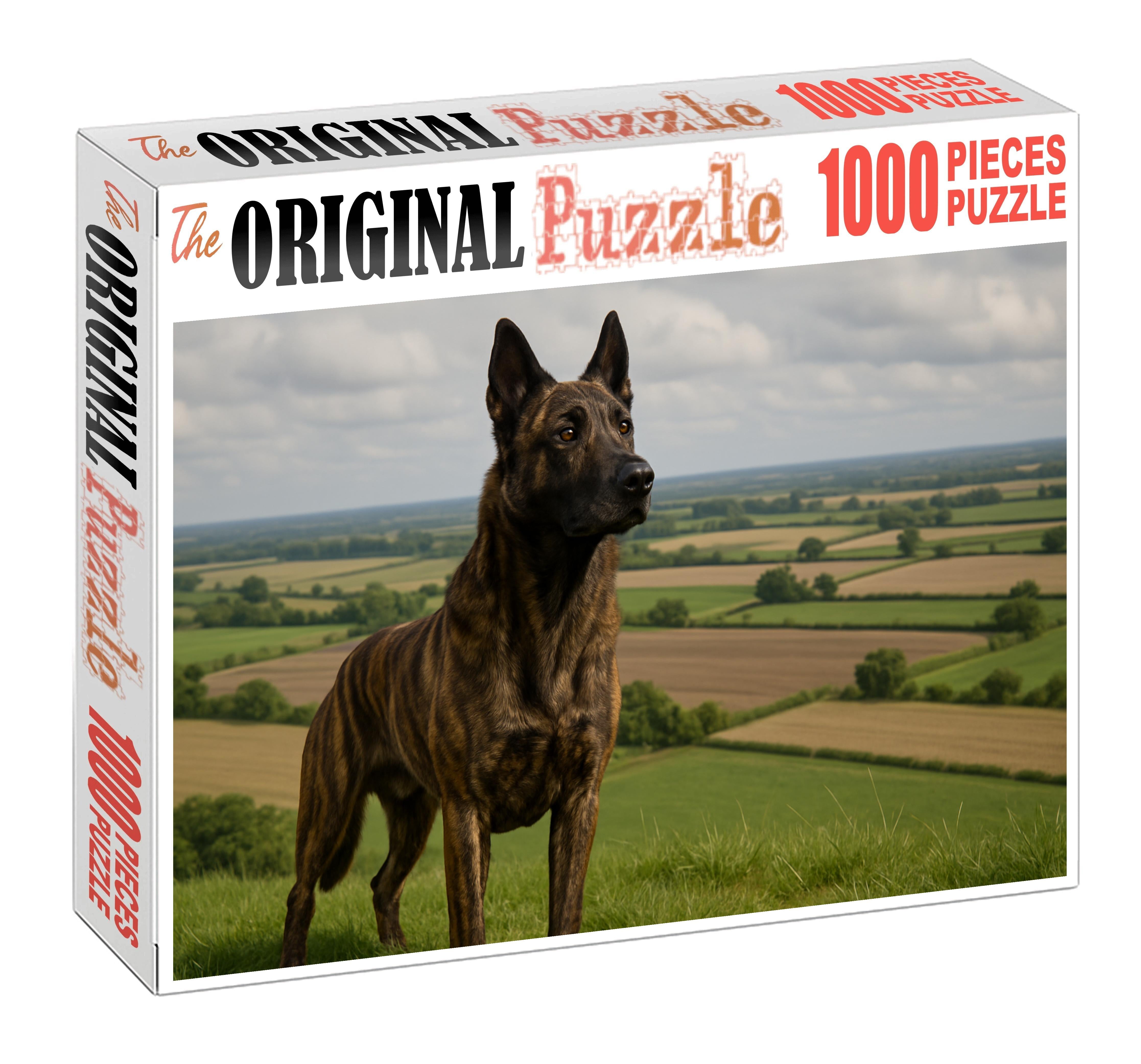 Brindle Muse Striped Working Dog With Alert Expression 200 Piece Puzzle
