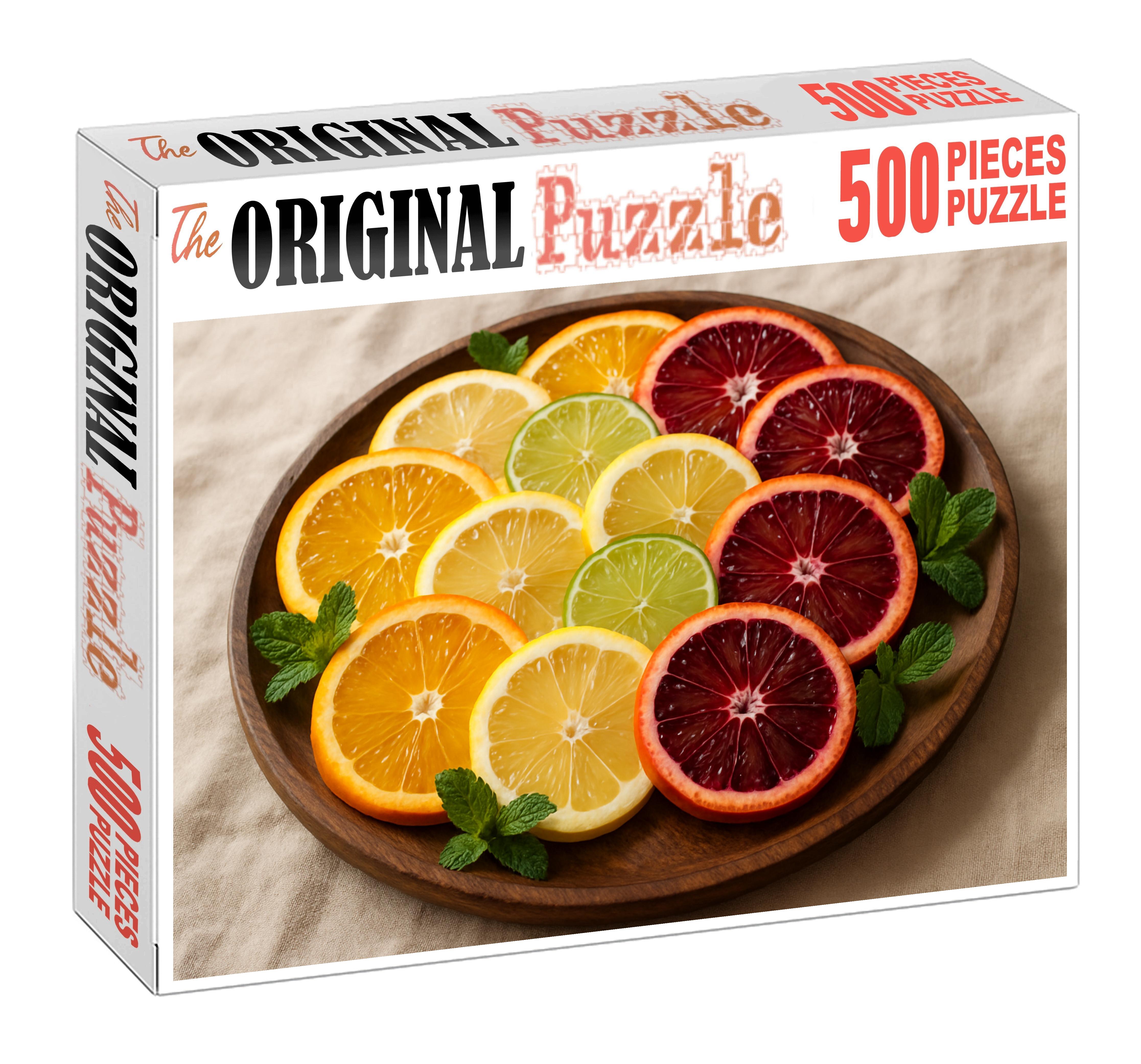 Citrus Symphony Layered Citrus Wheels With Mint Sprigs Large Format Puzzle