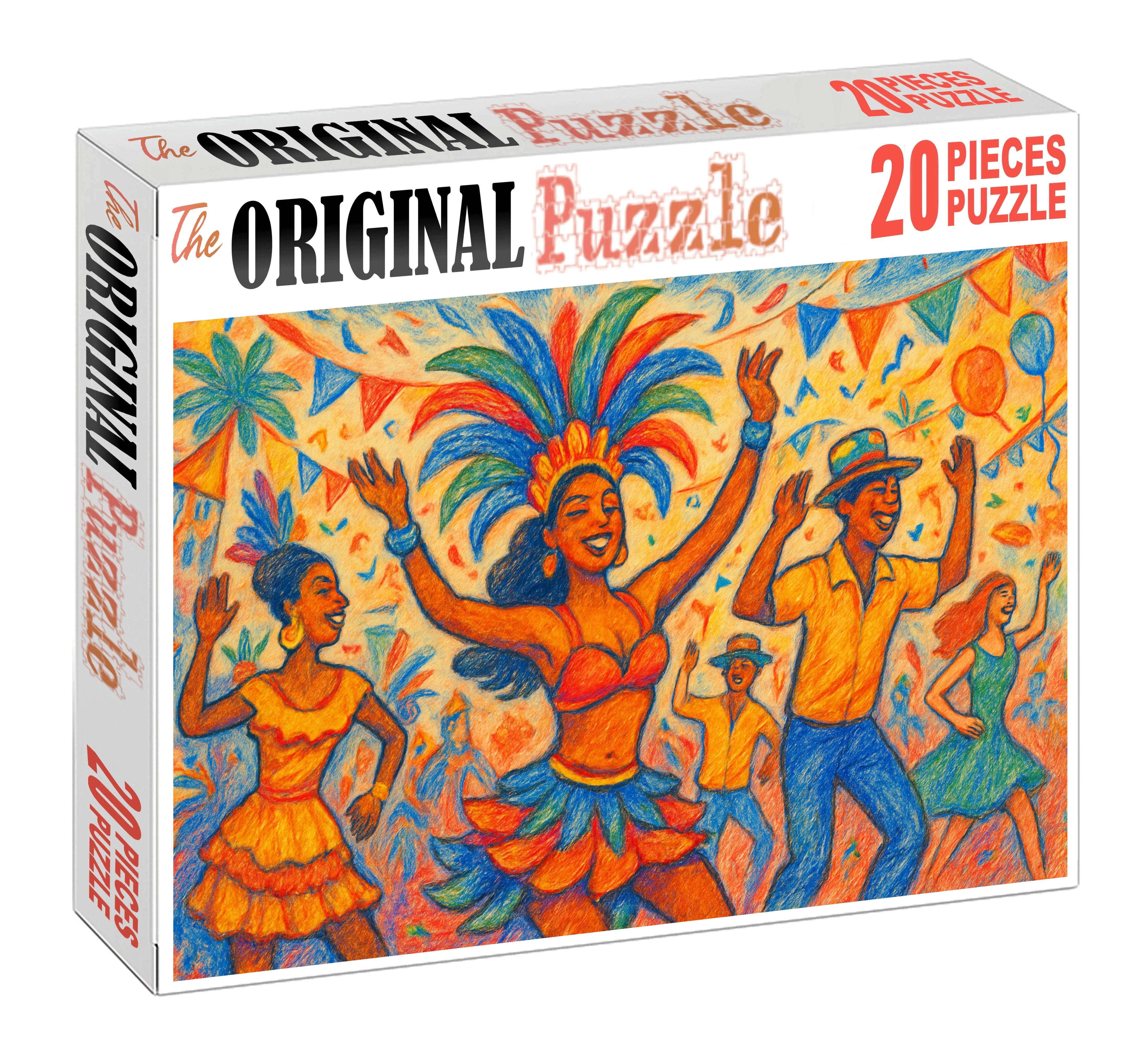 Vibrant Carnival Scene Mixed Ink And Colored Pencil Illustration Custom Jigsaw Puzzle