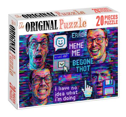 Post-internet Art Movement Digital Collage And Meme Culture Fusion Custom Jigsaw Puzzle