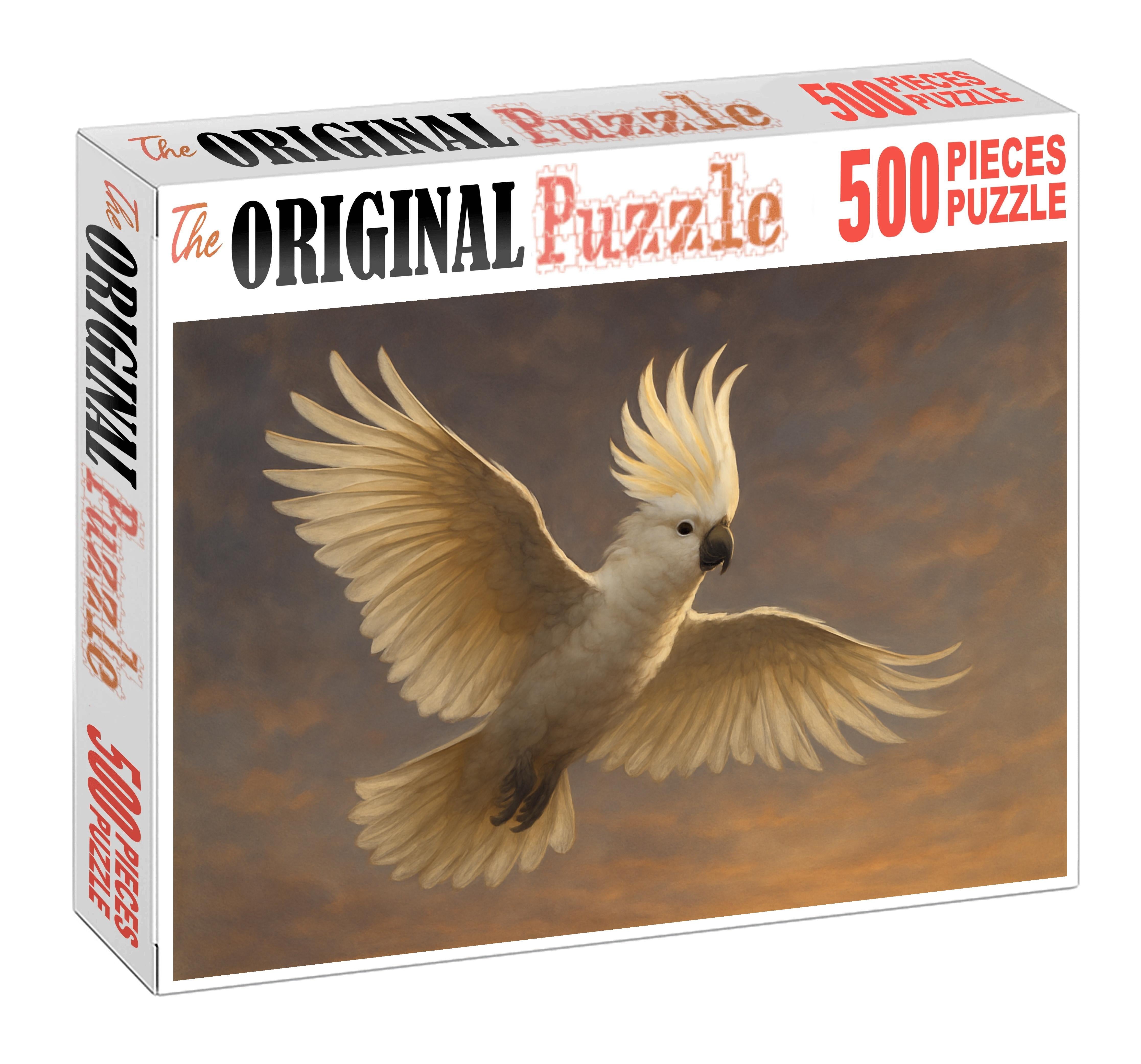 Ivory Crest Stalker Elegant Bird Of Prey With Distinctive Feathered Crown Mini Puzzle