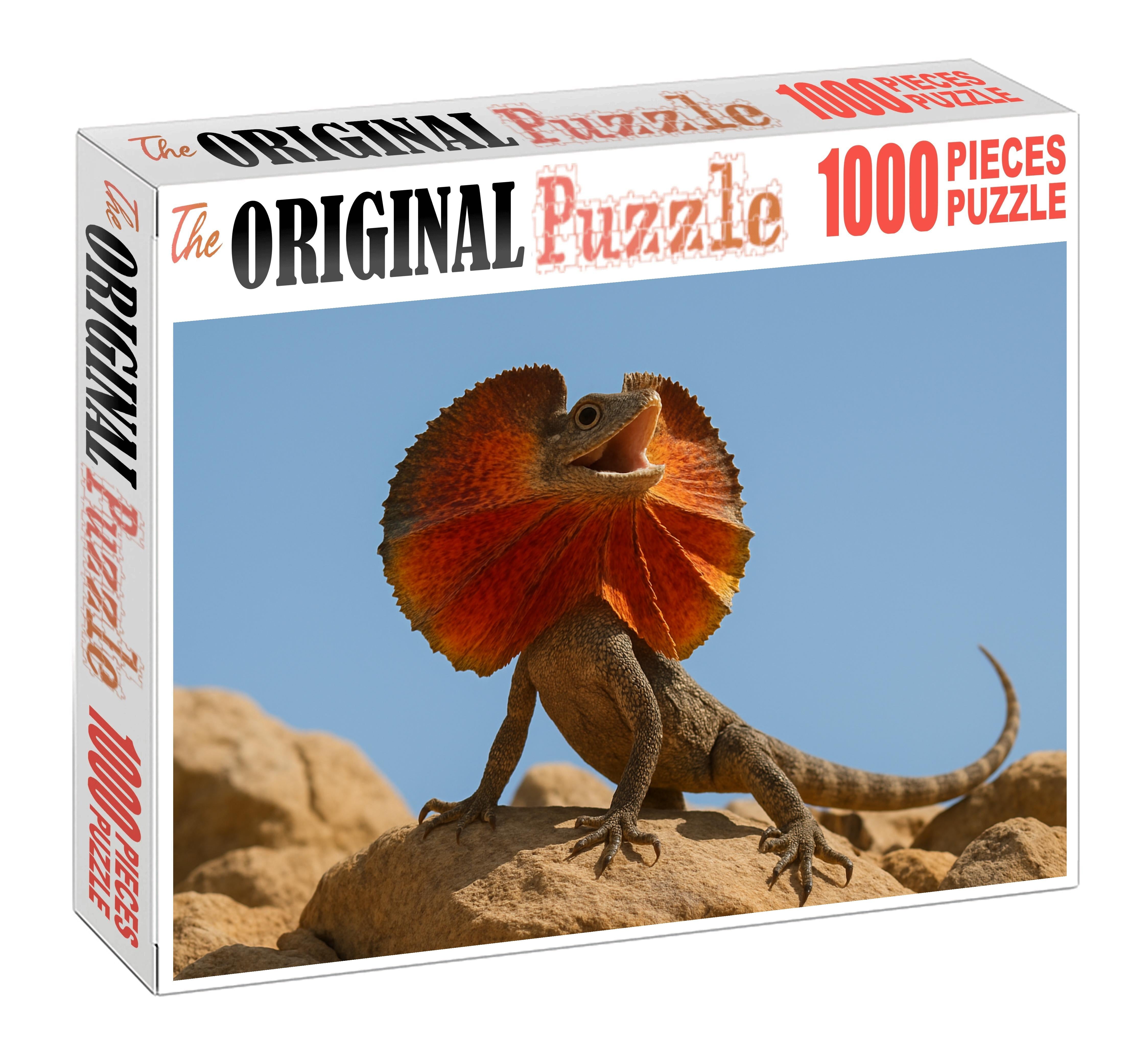 Crimson Fan-tail Lizard Display Specialist With Vibrant Frilled Neck Puzzle Collection