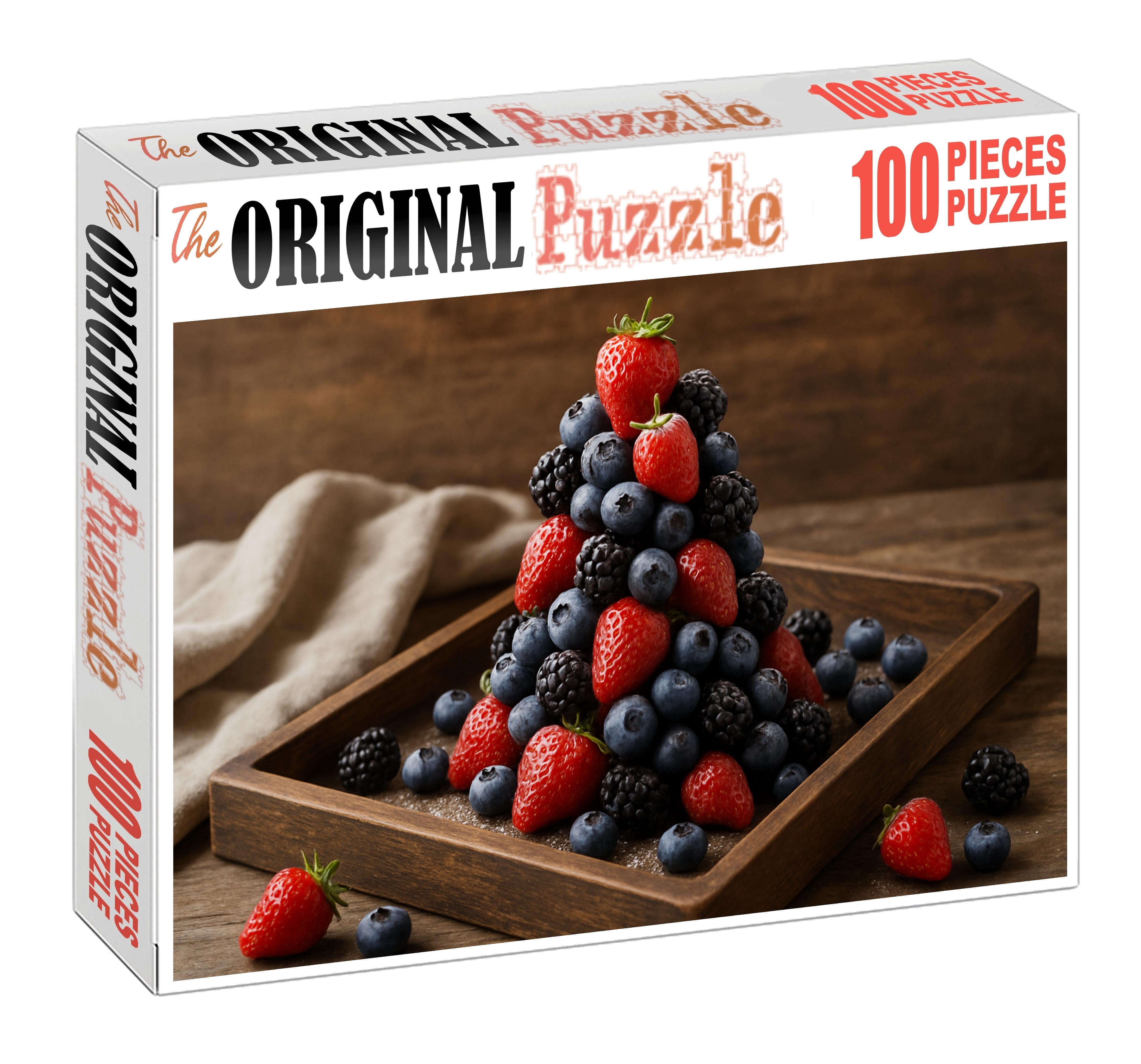 Berry Cascade A Layered Display Of Strawberries Blackberries And Blueberries Premium Puzzle Pieces