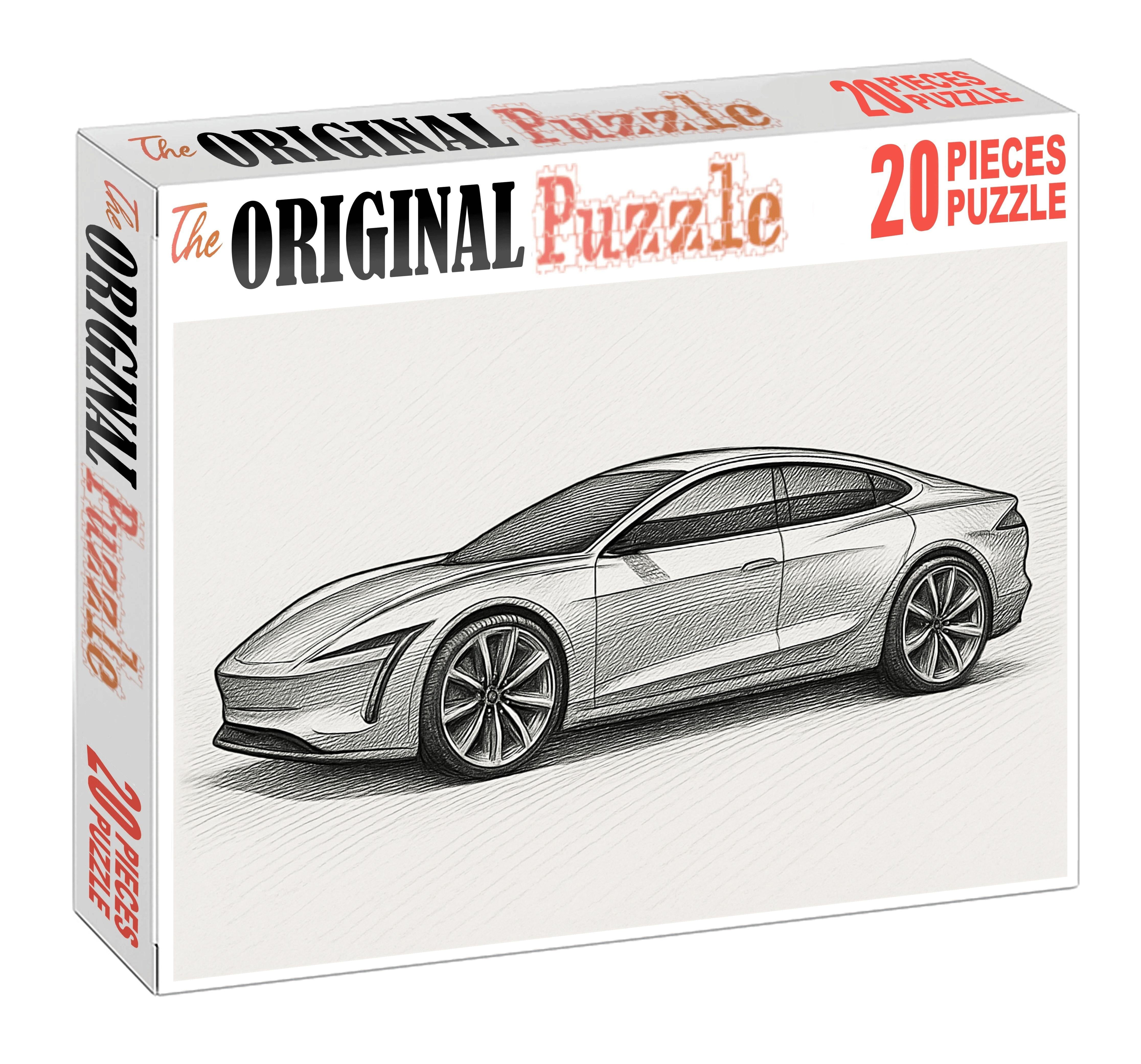 Futuristic Vehicle Concept Technical Ink Drawing With Layered Detailing Large Format Puzzle