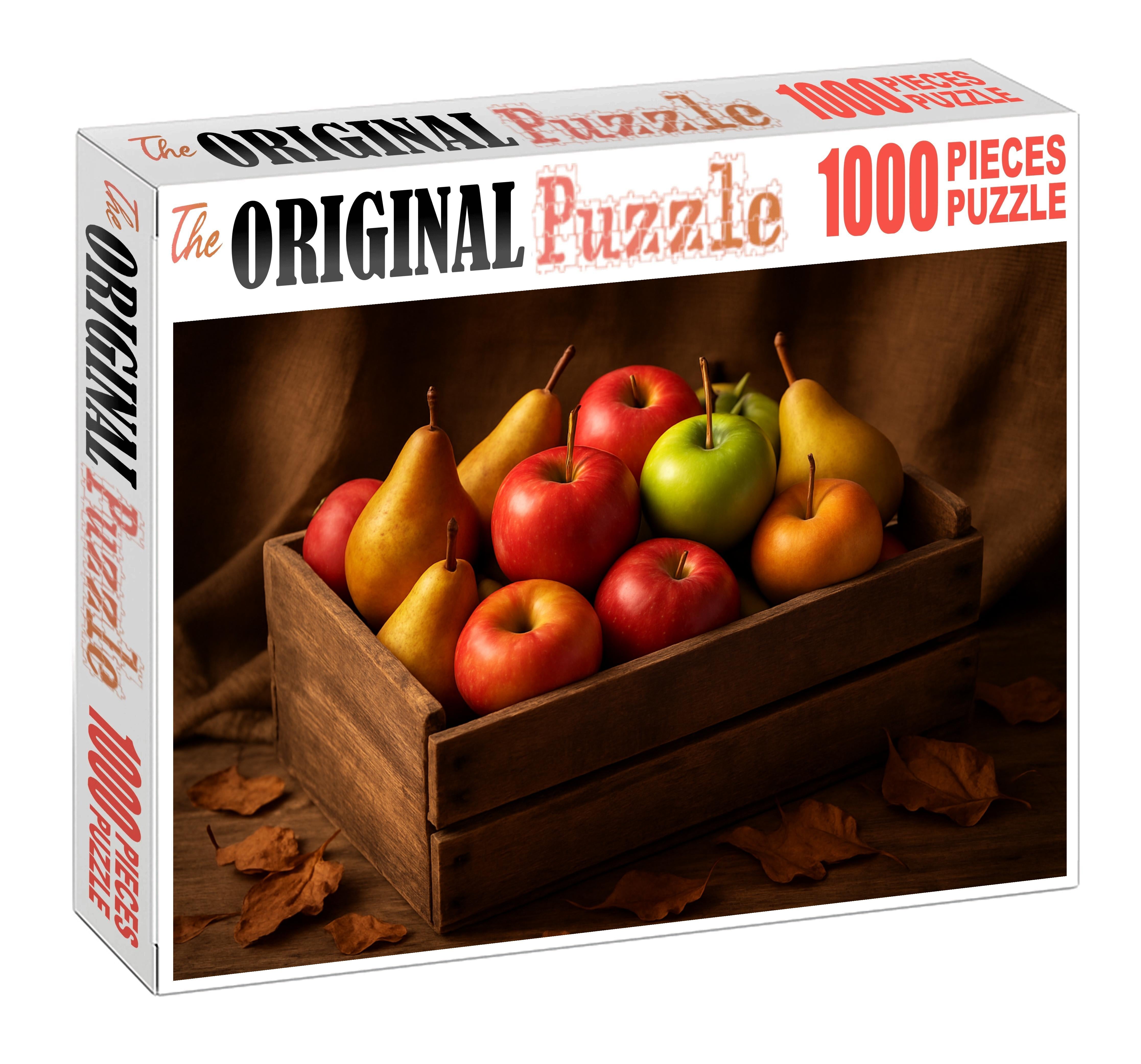 Sunset Orchard Mixed Apples And Pears With Rustic Wood Accents 20 Piece Puzzle