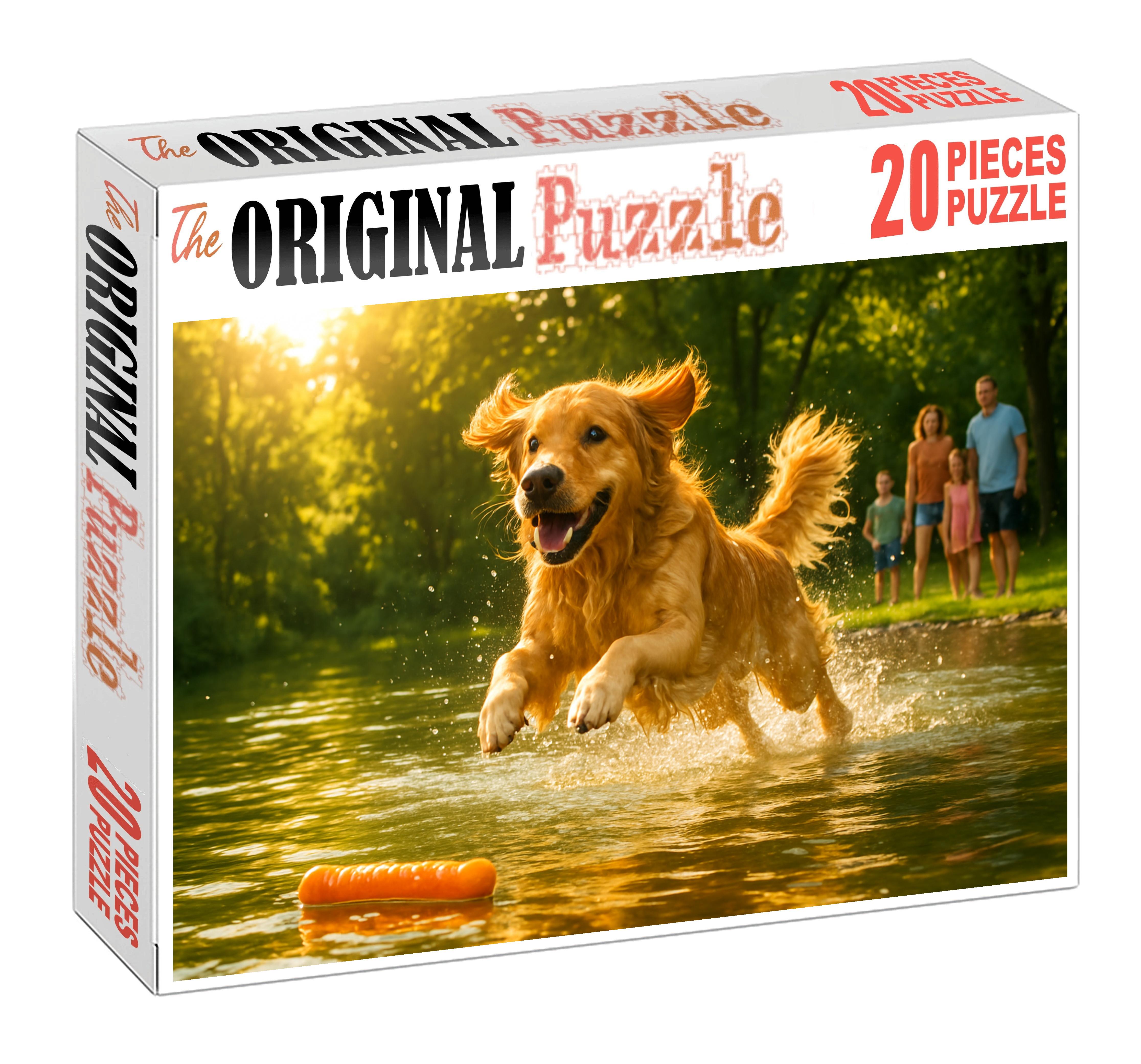 Amber Glow Warm-toned Retriever With Friendly Disposition Custom Jigsaw Puzzle