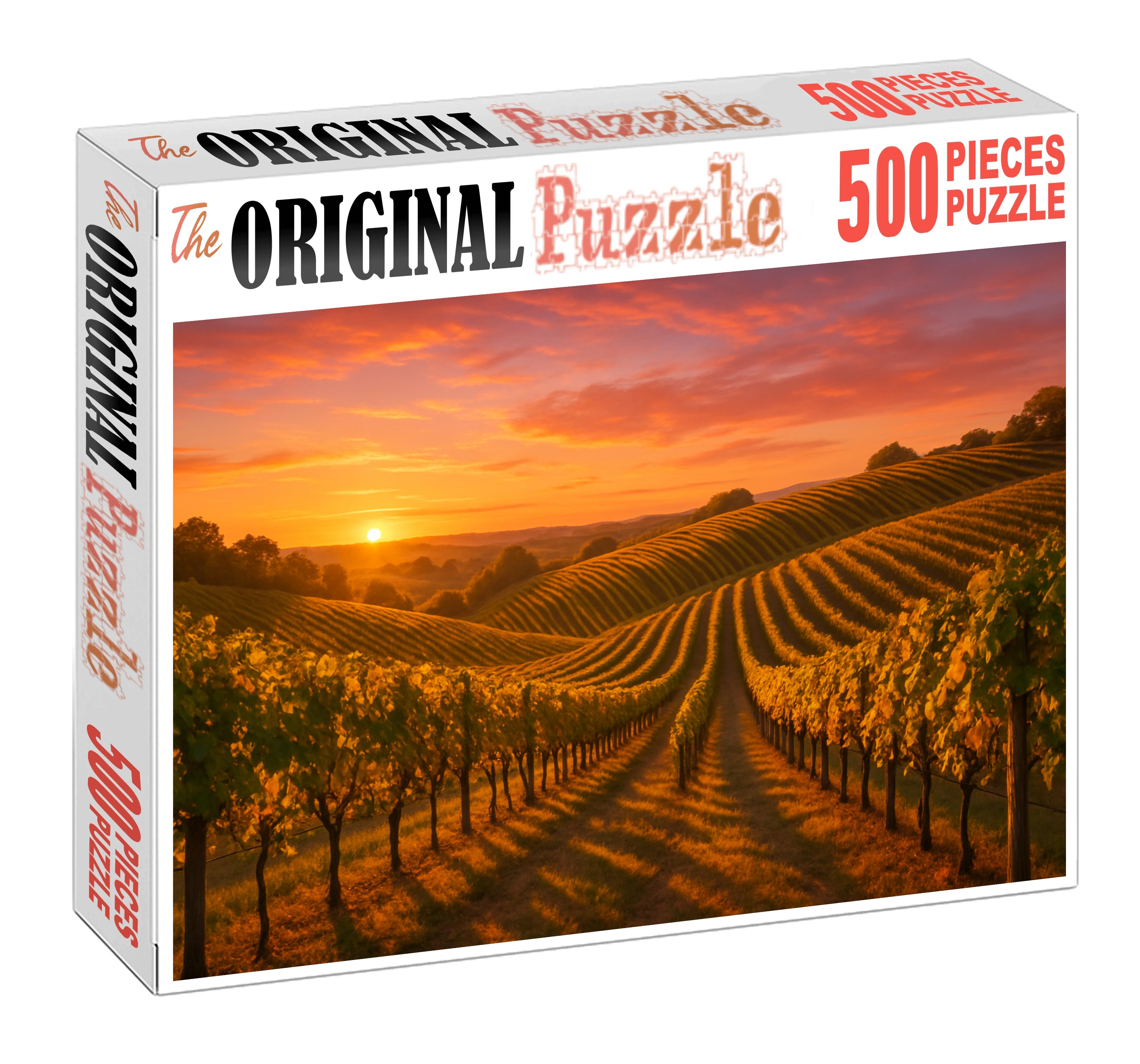 Sunset Over Rolling Vineyard Hills Puzzle For Kids