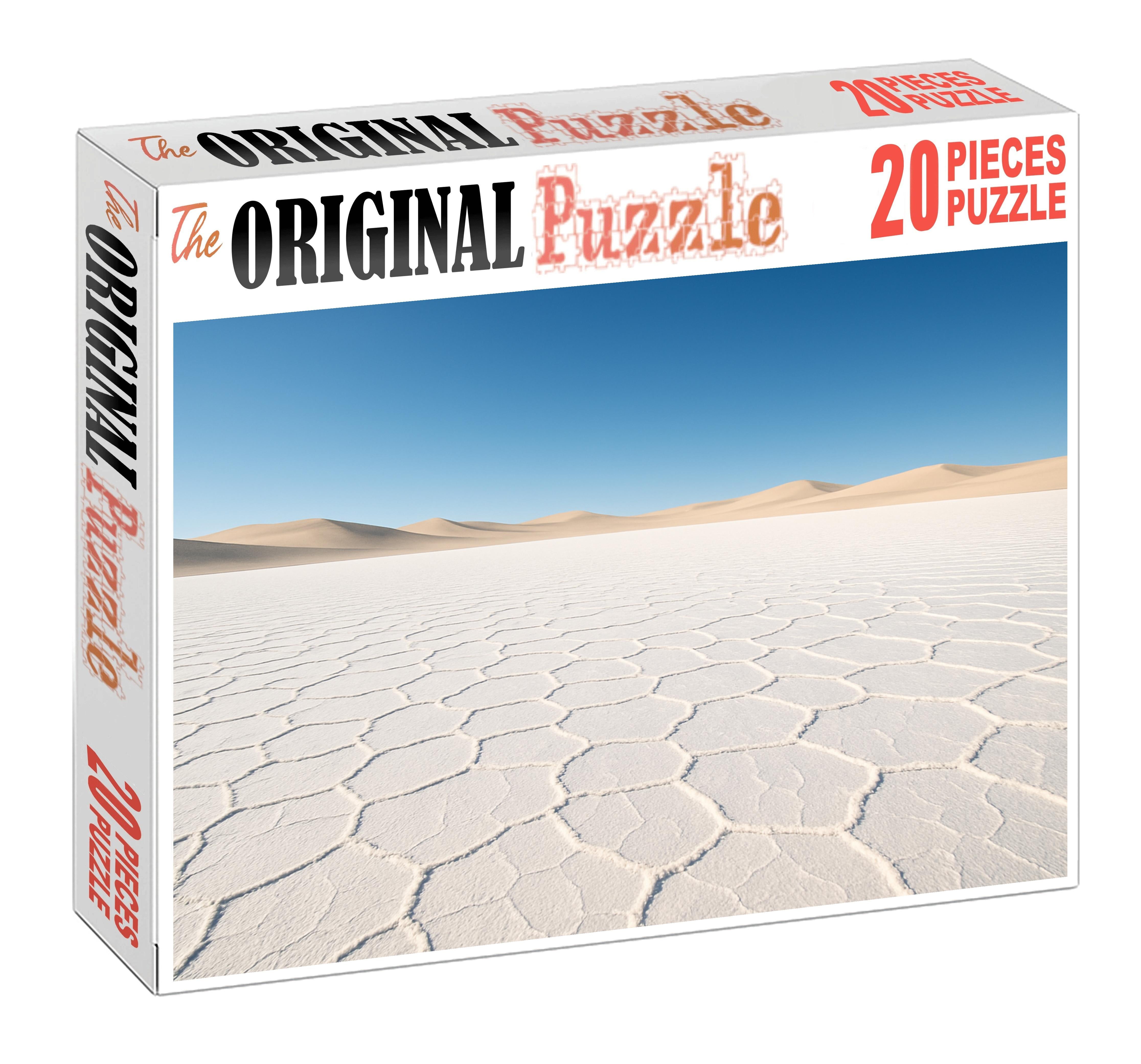 Silver Mirage Flats Glittering Salt Pan Under Midday Sun Premium Puzzle Pieces