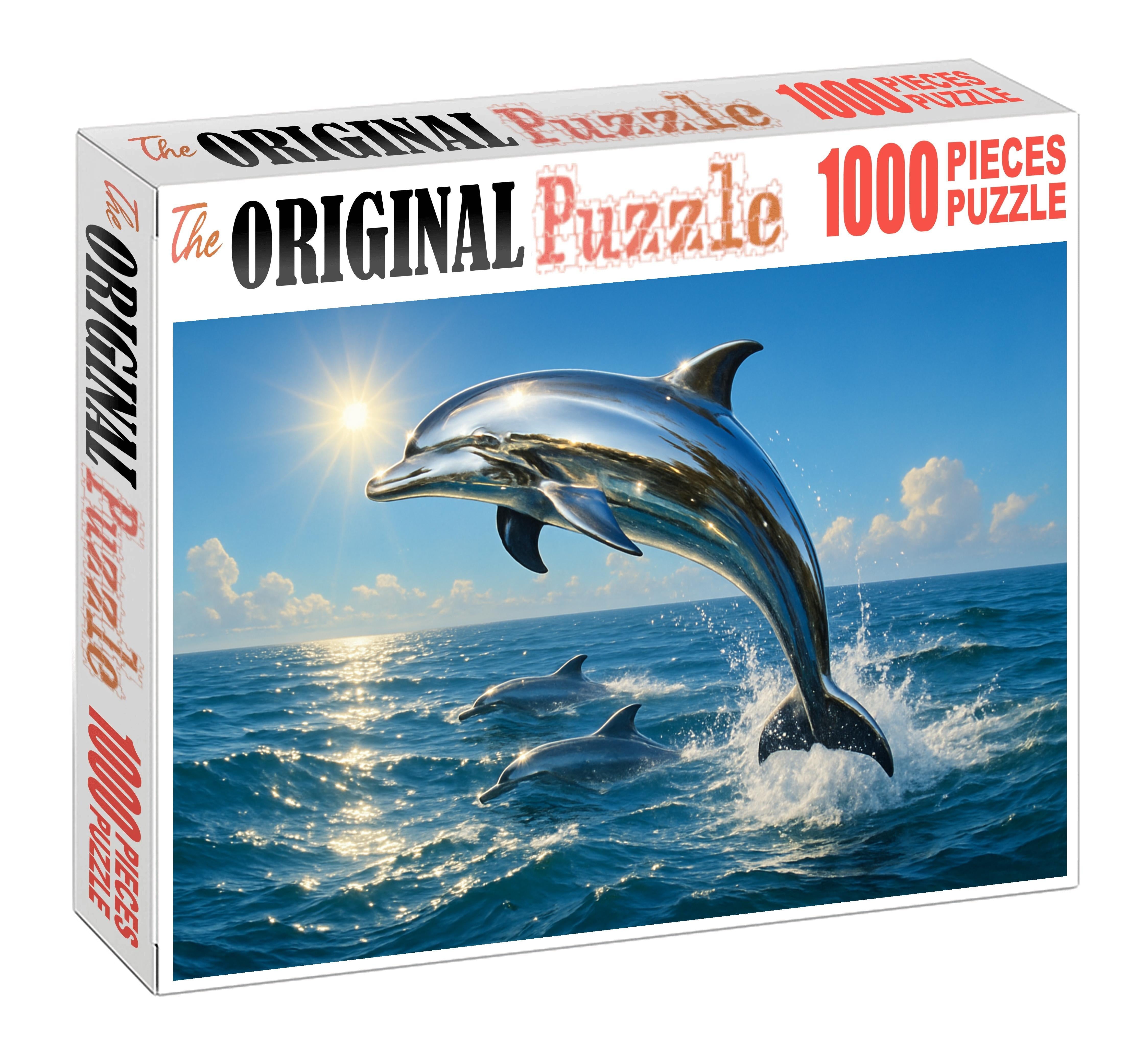 Silverback Dolphin Sleek Marine Mammal With Reflective Back And Playful Social Behavior 200 Piece Puzzle