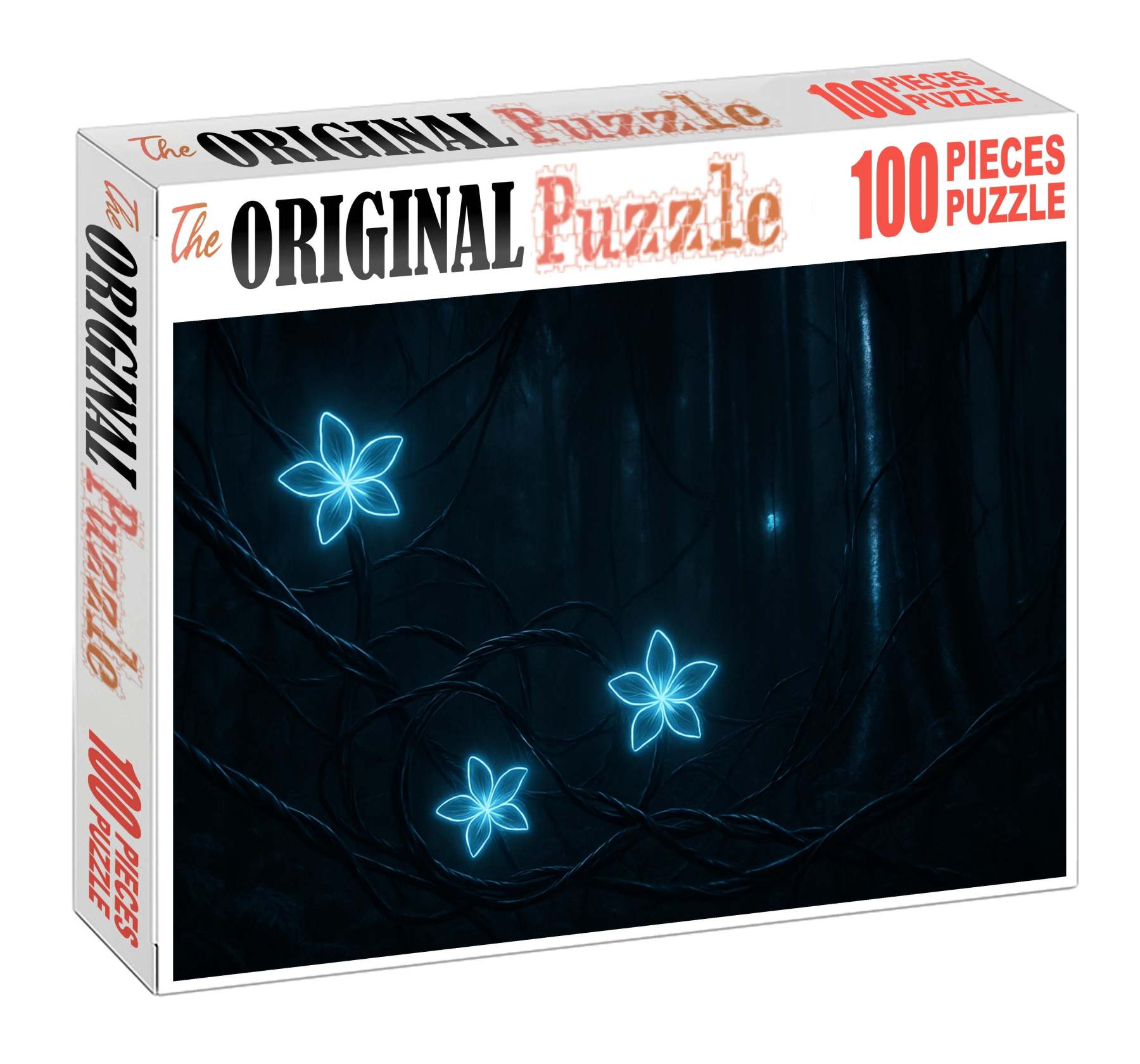 Mechanical Jungle Steel Vines And Glowing Blooms Entwined In Night Unique Puzzle Design