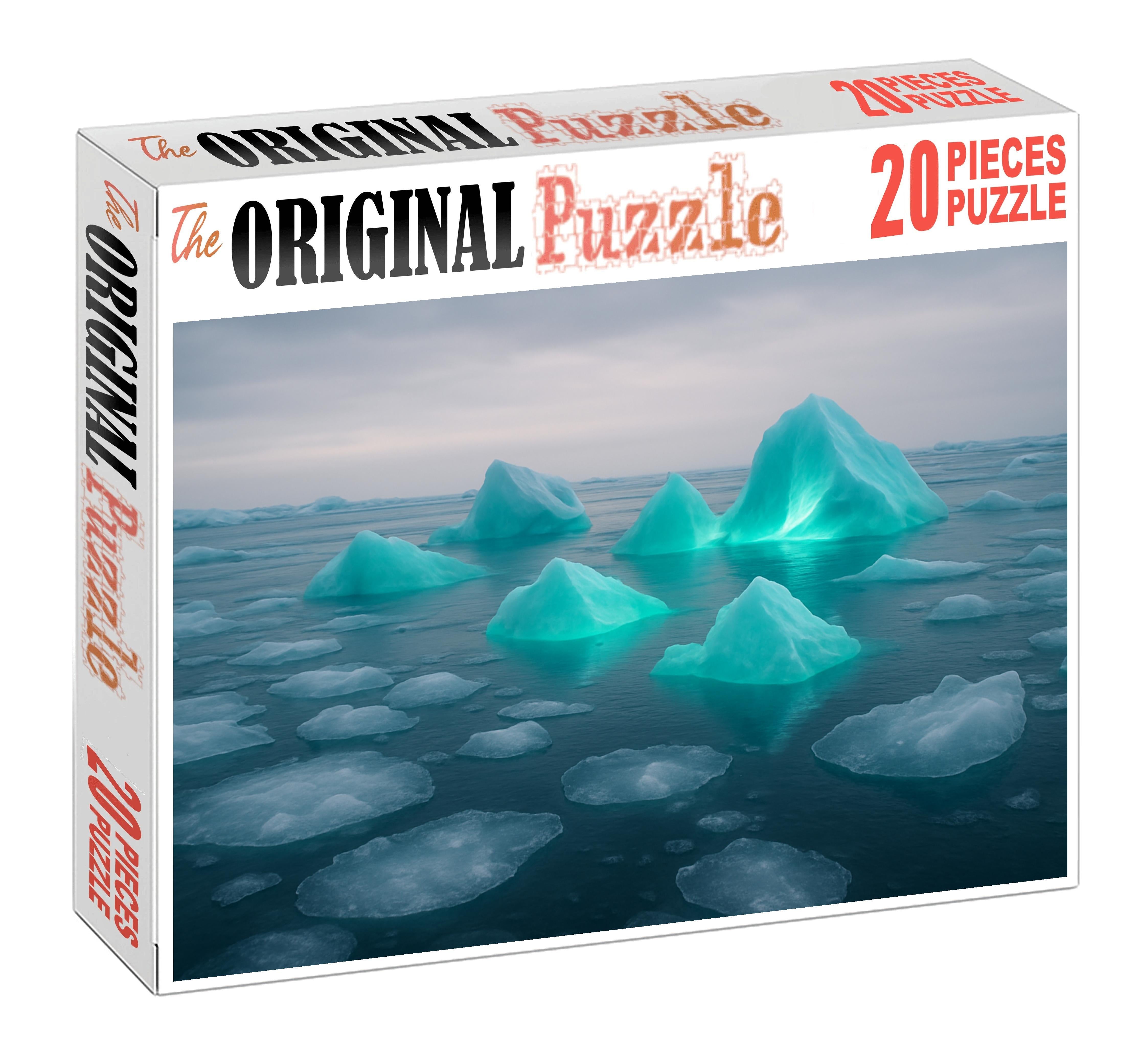 Silent Glacier Edge Icy Floes Against Crystal-clear Cold Waters Premium Puzzle Pieces