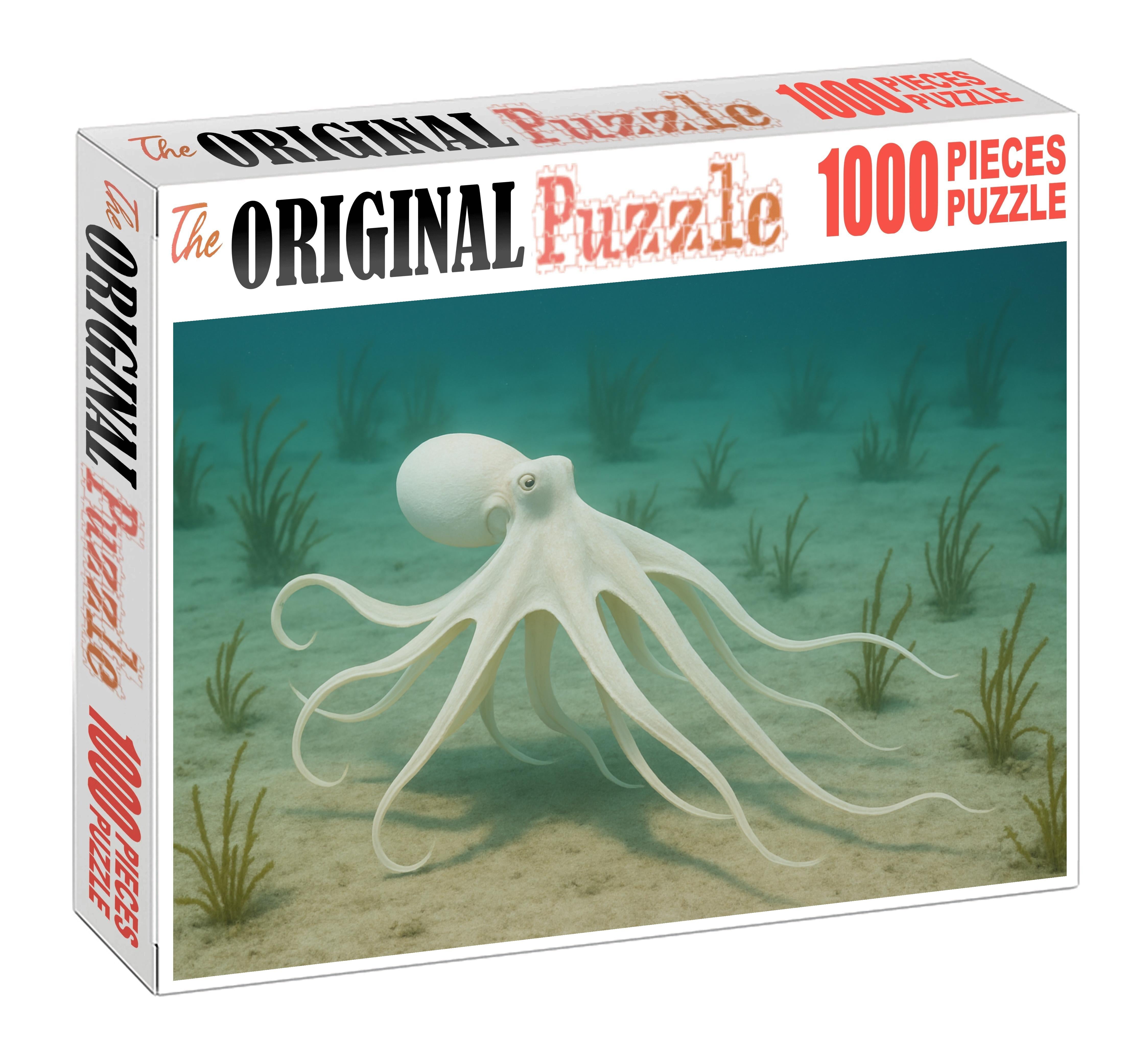 Ivory Ribbon Octopus Graceful Cephalopod With Flowing Tentacles Mini Puzzle