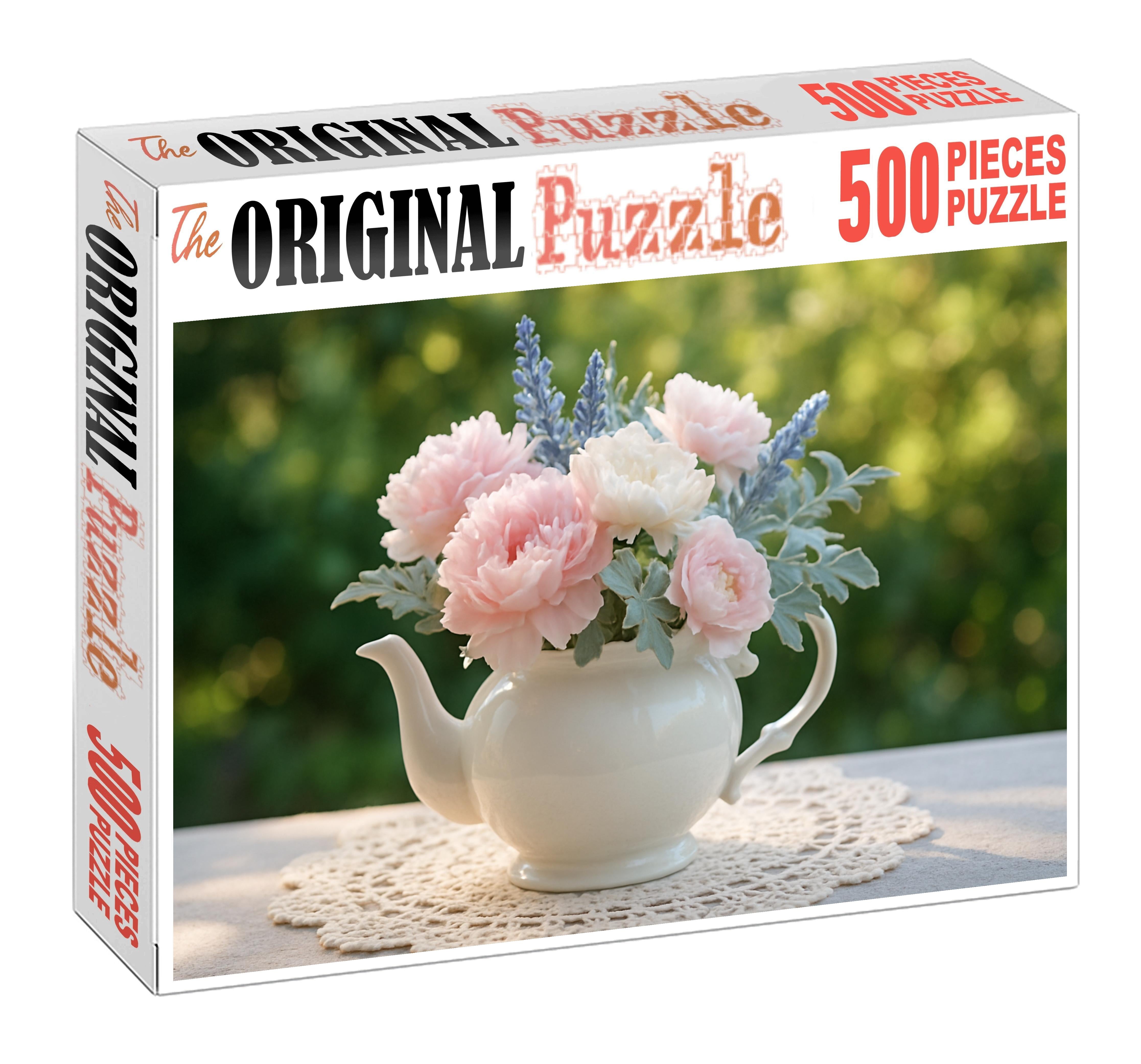 Vintage Garden Tea Party Soft Pastel Blooms With Lace And Porcelain Accents Family Puzzles