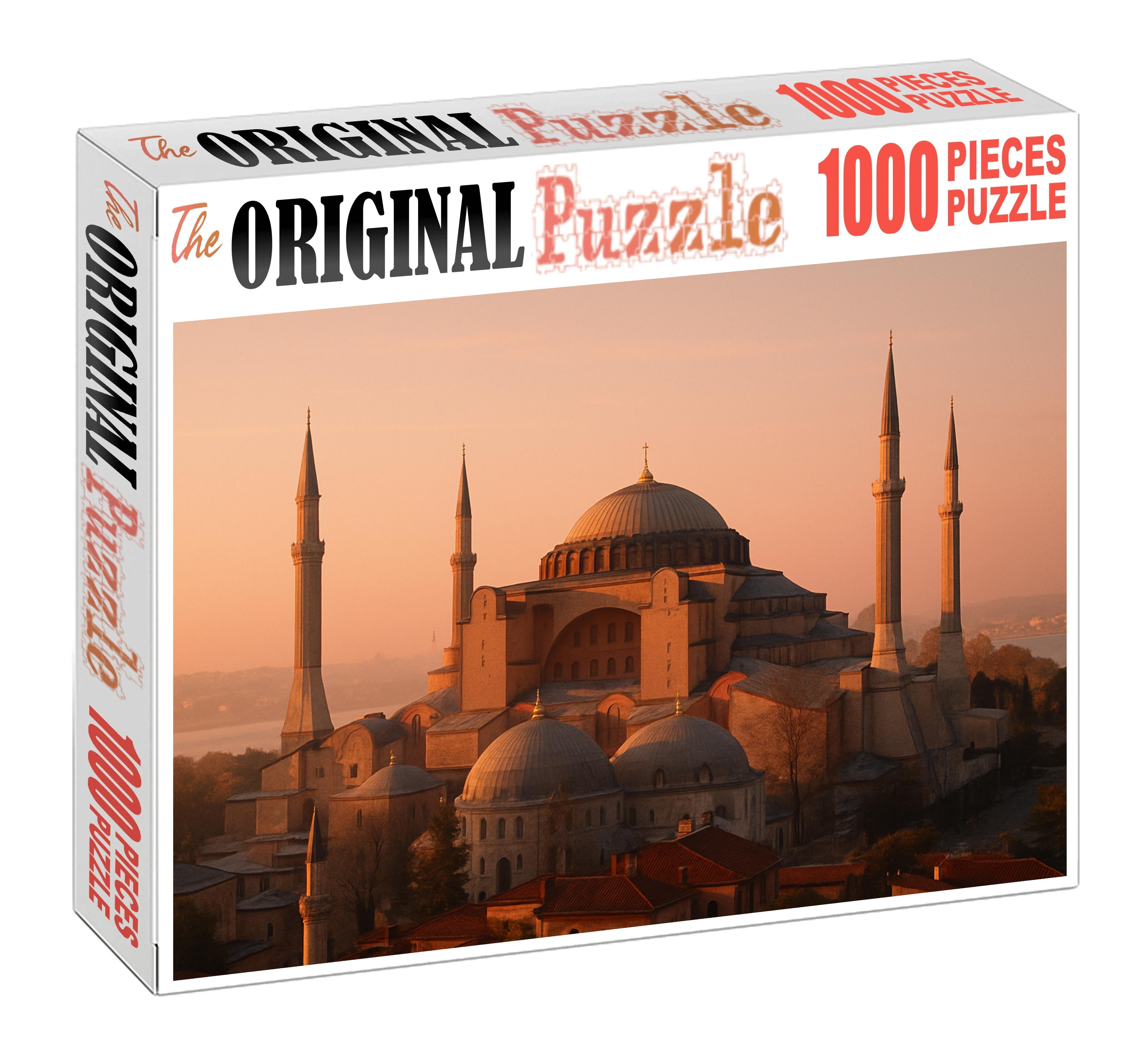 The Hagia Sophia Standing in Istanbul Turkey identified by 7744 globally as a symbol of Byzantine architectural brilliance and religious history Wooden Jigsaw Puzzle puzzle