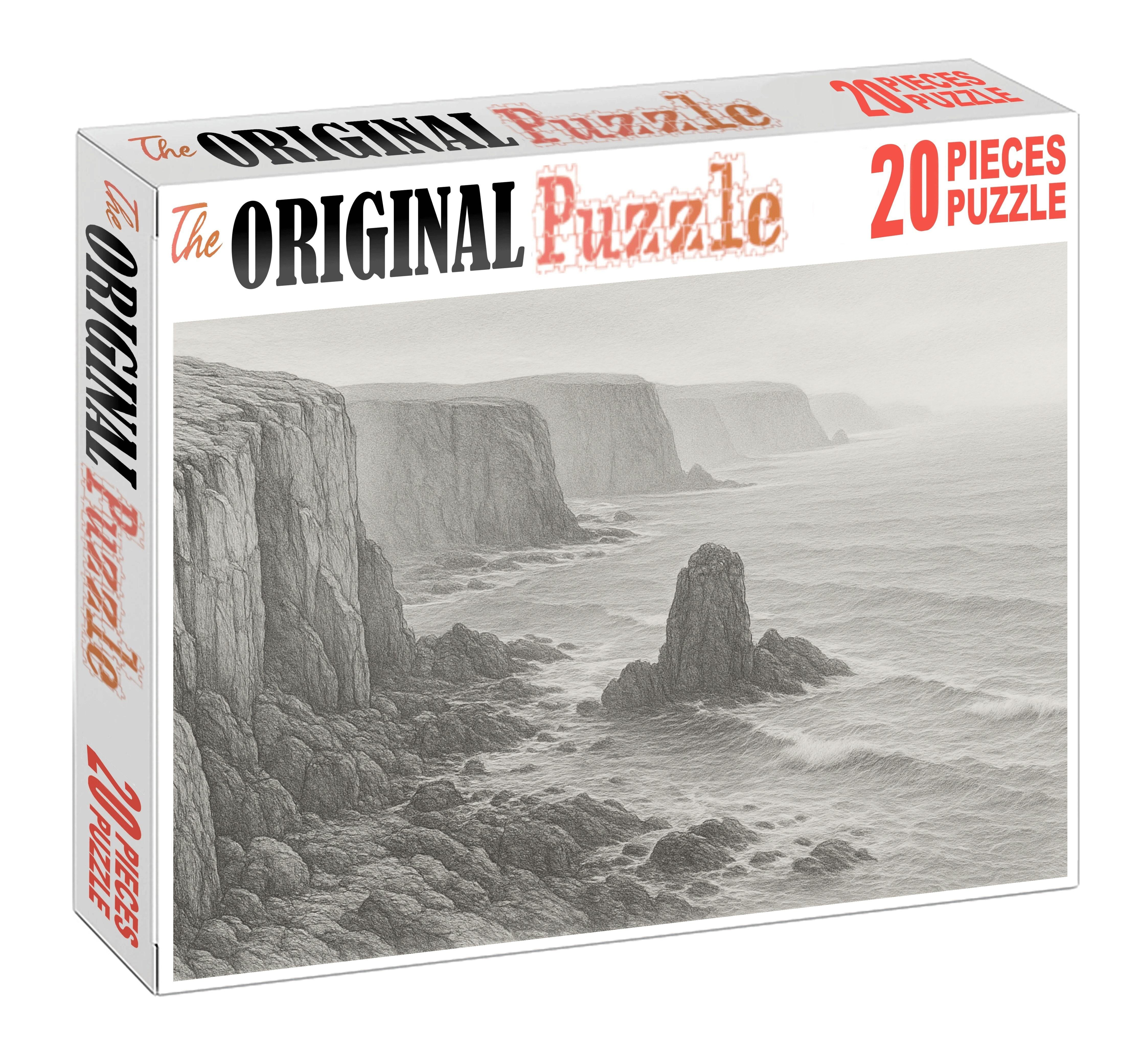 Seaside Cliffs Panorama Soft Pencil Rendering With Atmospheric Depth And Textured Surfaces 1000 Piece Puzzle