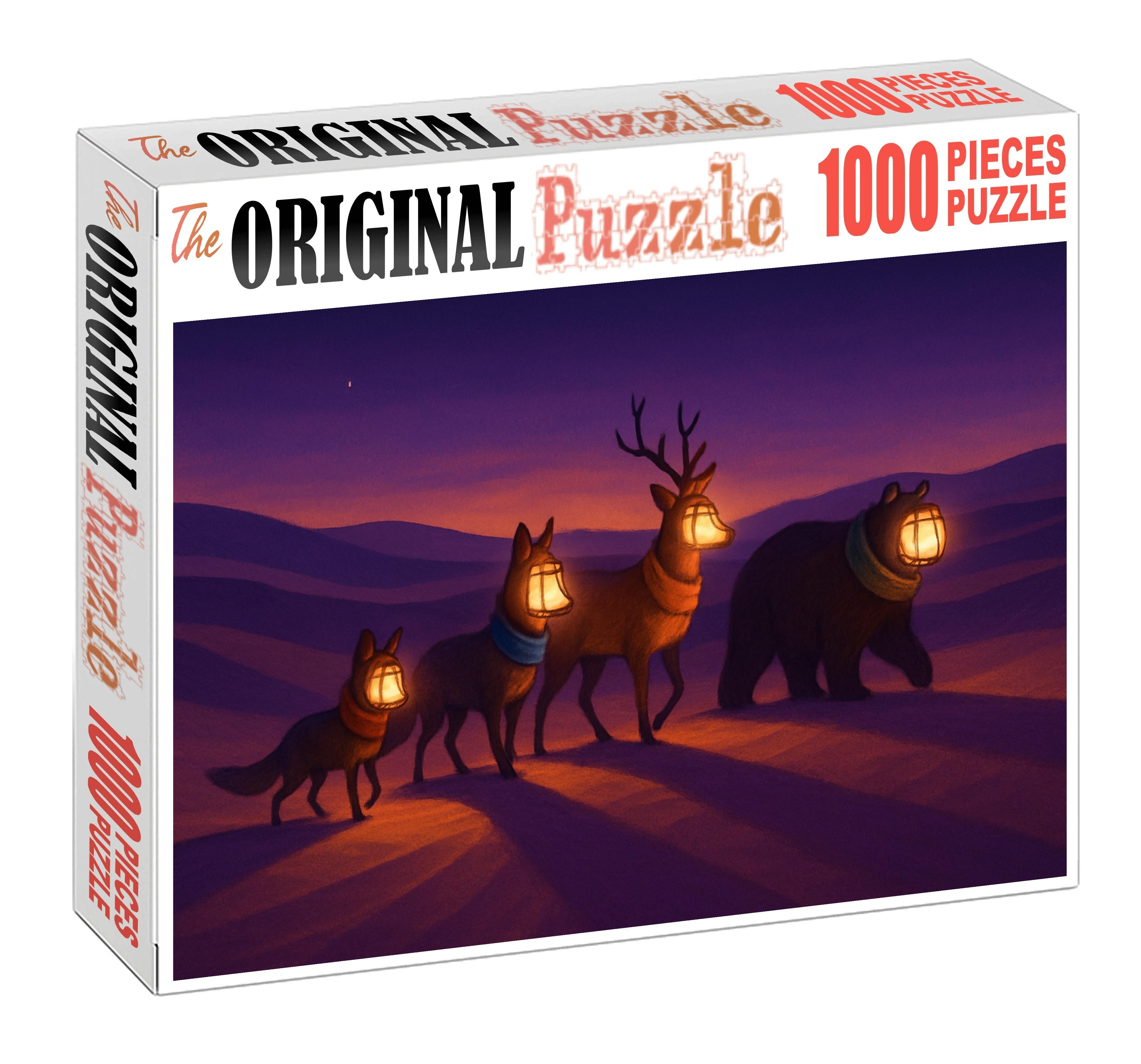 Sunset Caravan Of Lantern-faced Animals 50 Piece Puzzle
