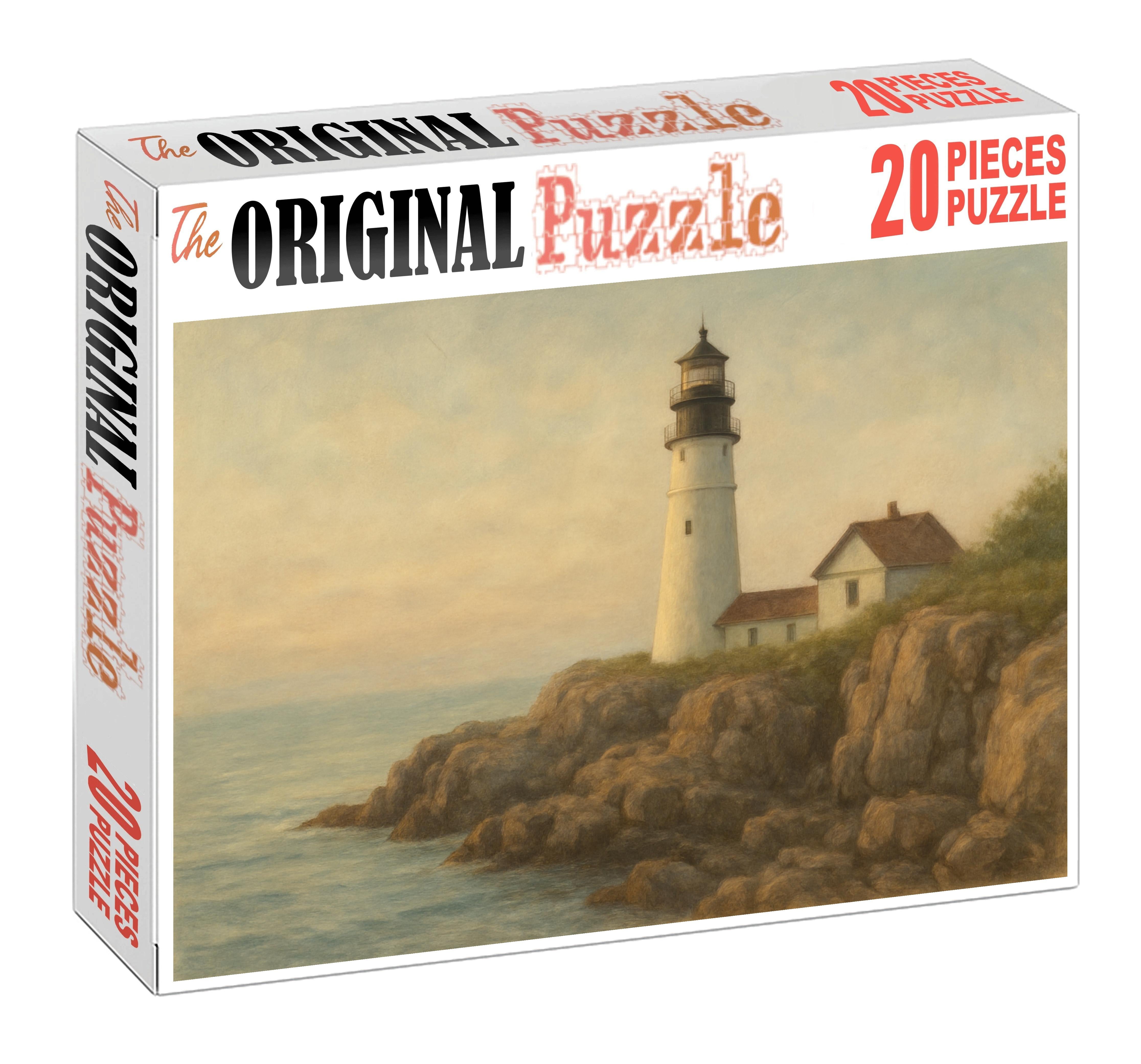 Coastal Lighthouse Scene Soft Pastel Landscape With Textured Detail Puzzle Challenge