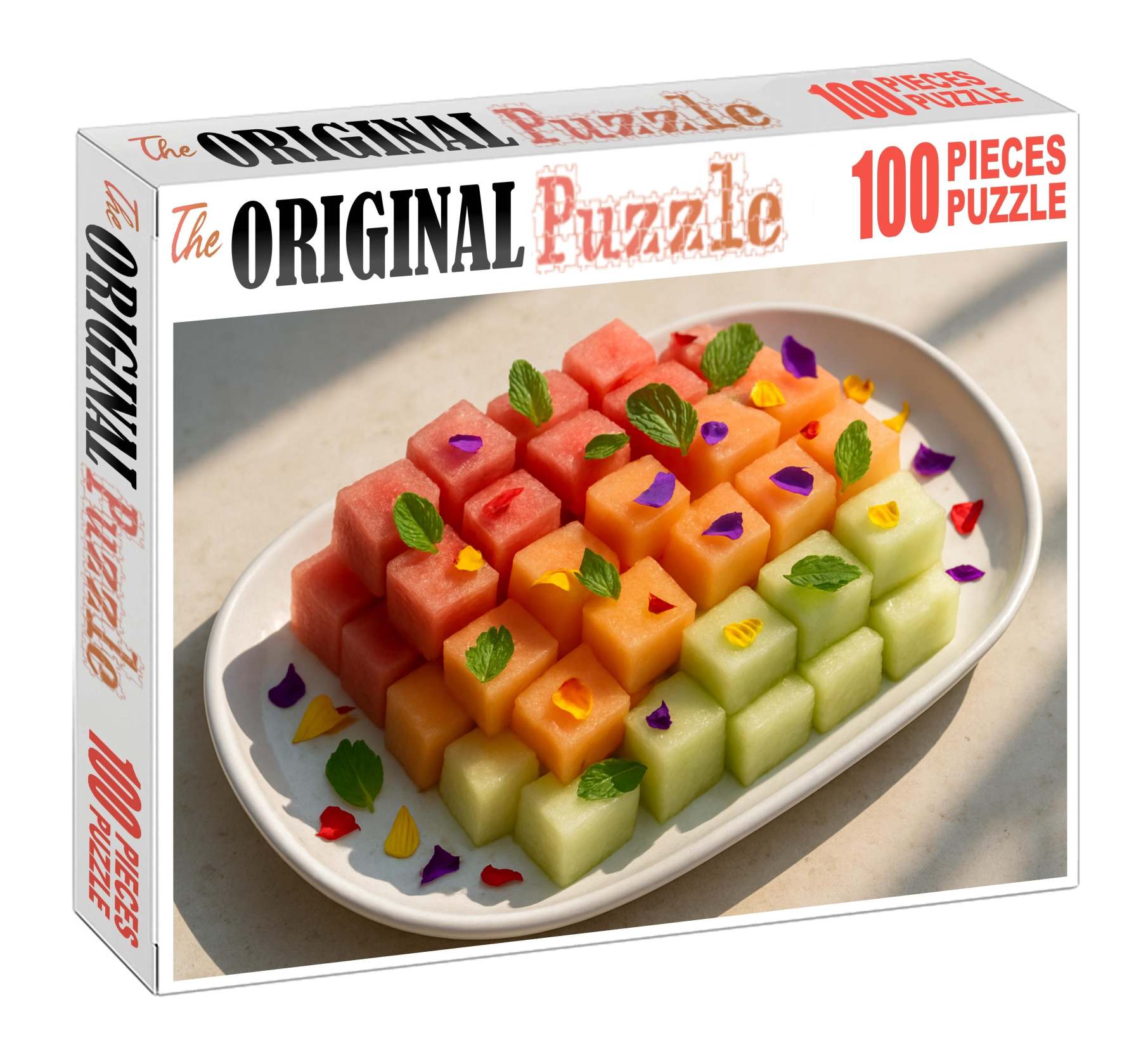 Melon Medley Watermelon Cantaloupe And Honeydew Cubes Large Format Puzzle