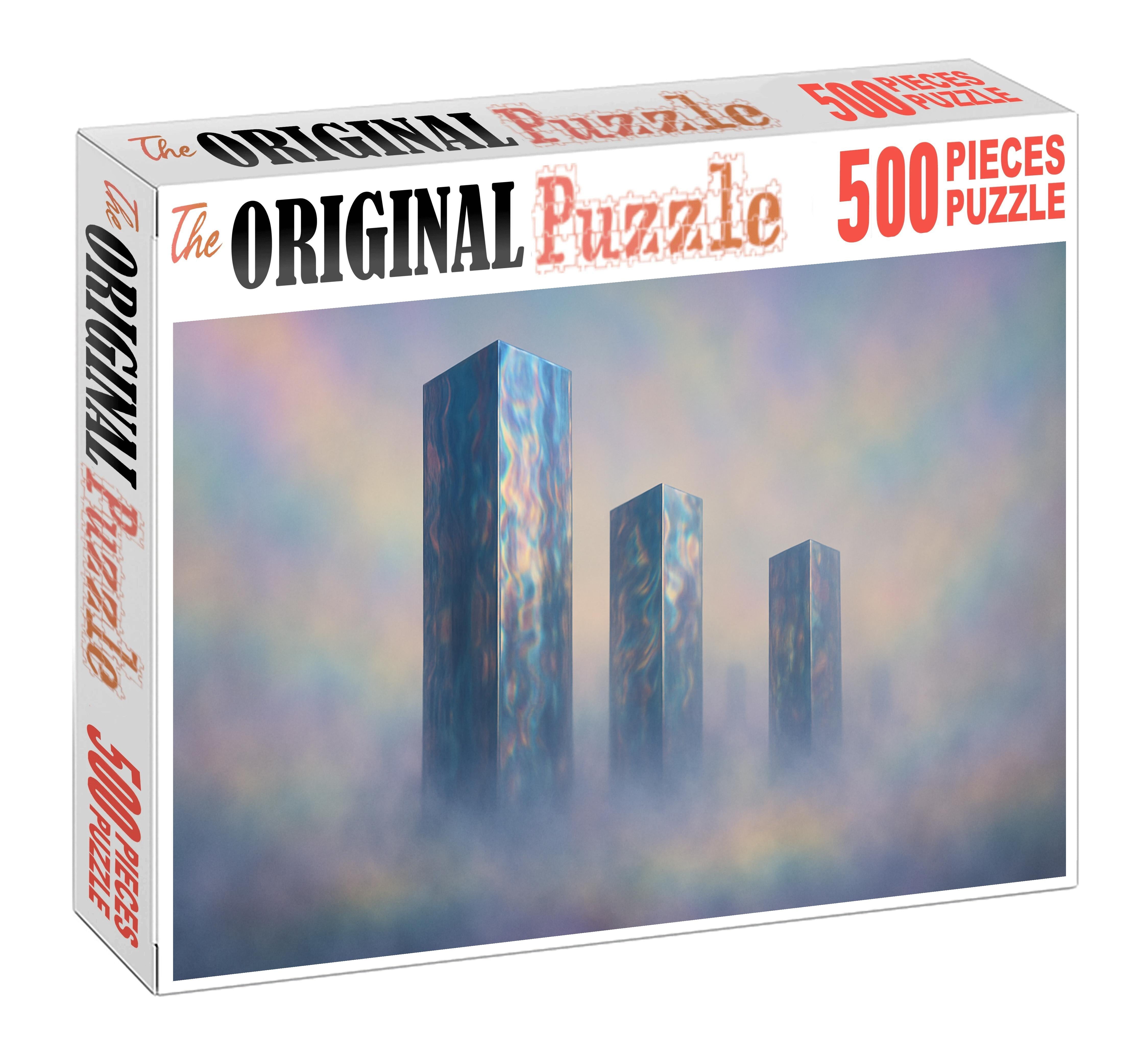 Rainbow Monoliths In The Fog 500 Piece Puzzle
