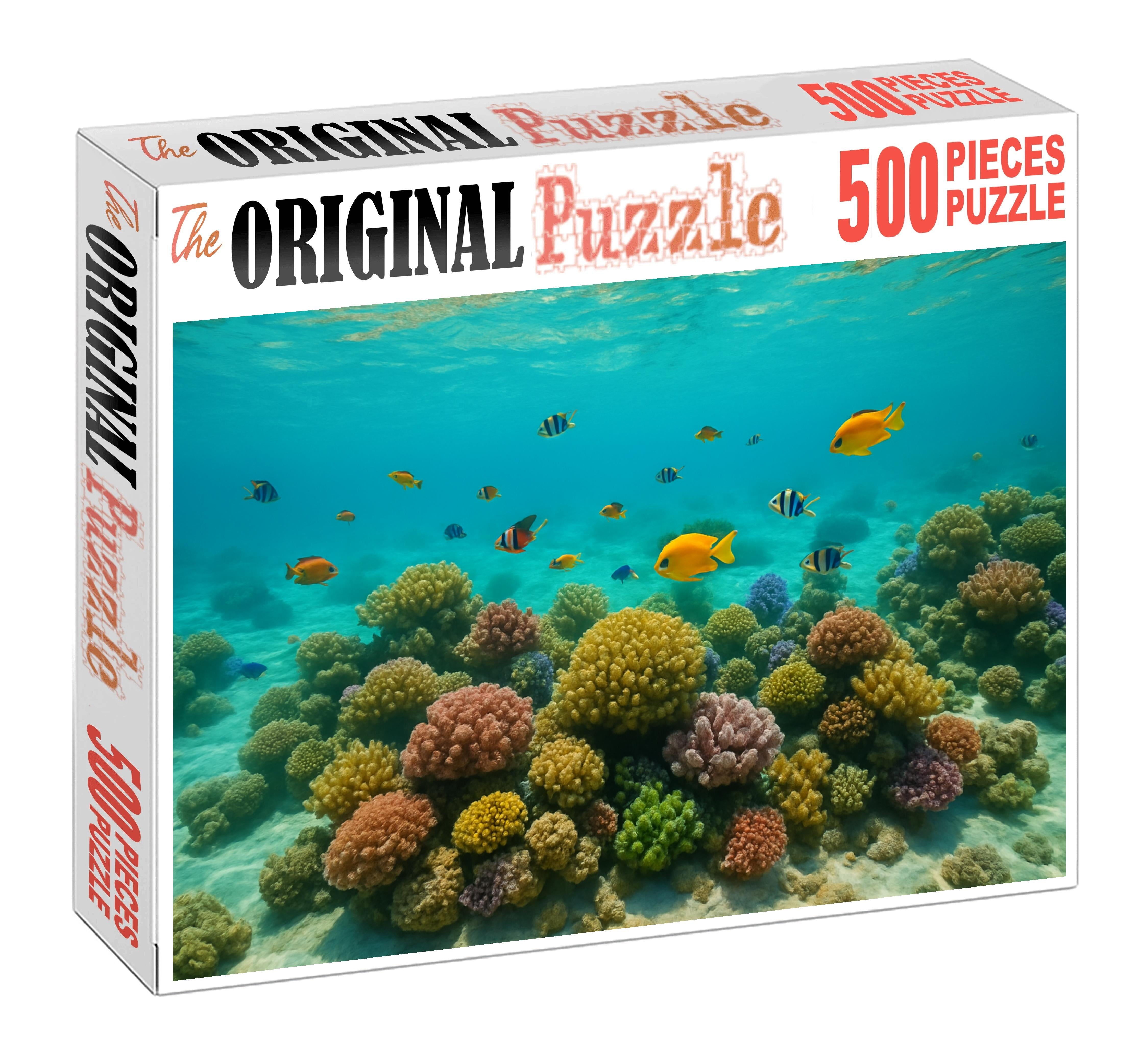 Golden Sunlit Lagoon Shallow Waters Brimming With Coral Life Premium Puzzle Pieces