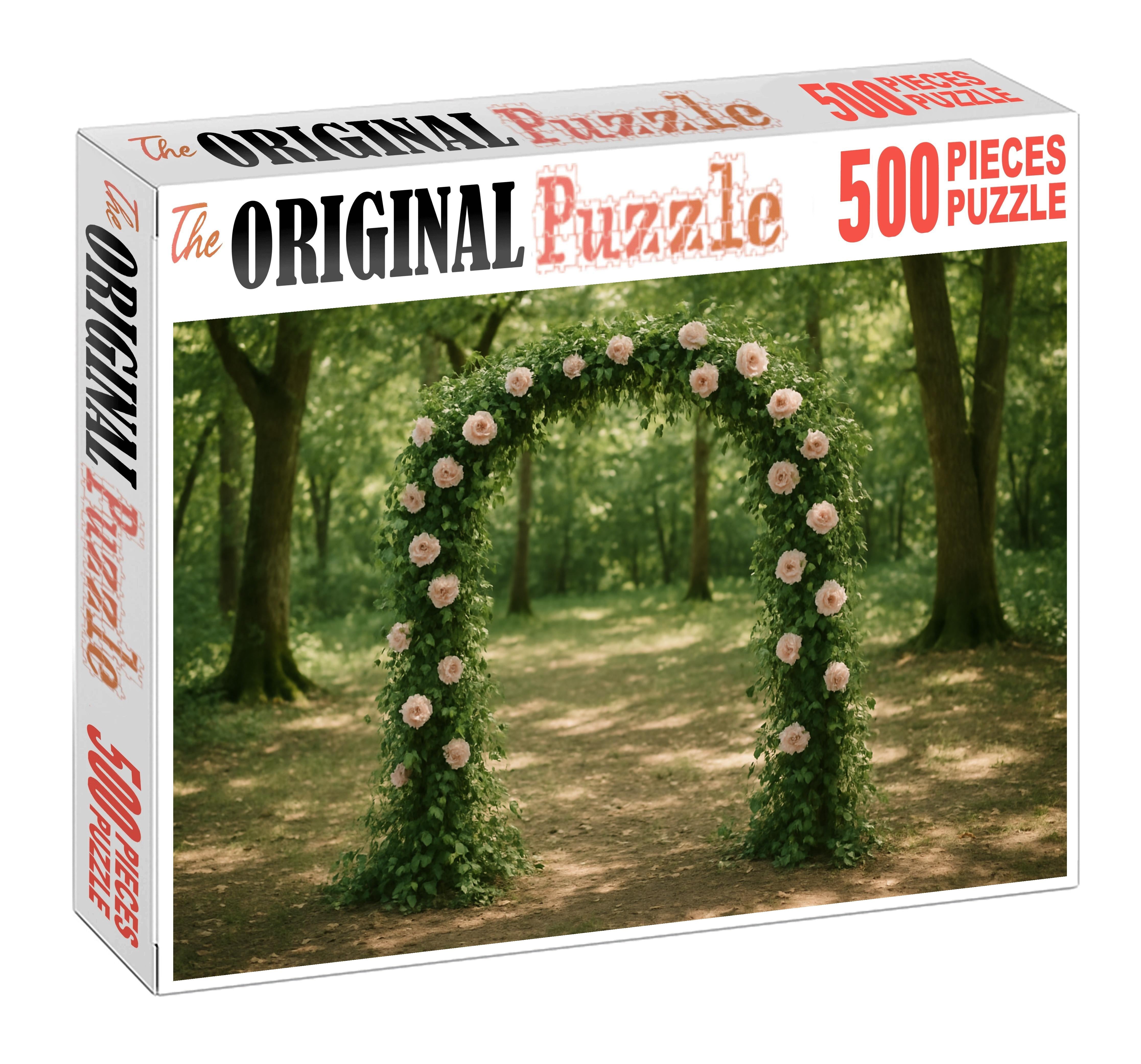 Enchanted Forest Wedding Arch Cascading Greenery And Soft Blush Flowers Family Puzzles