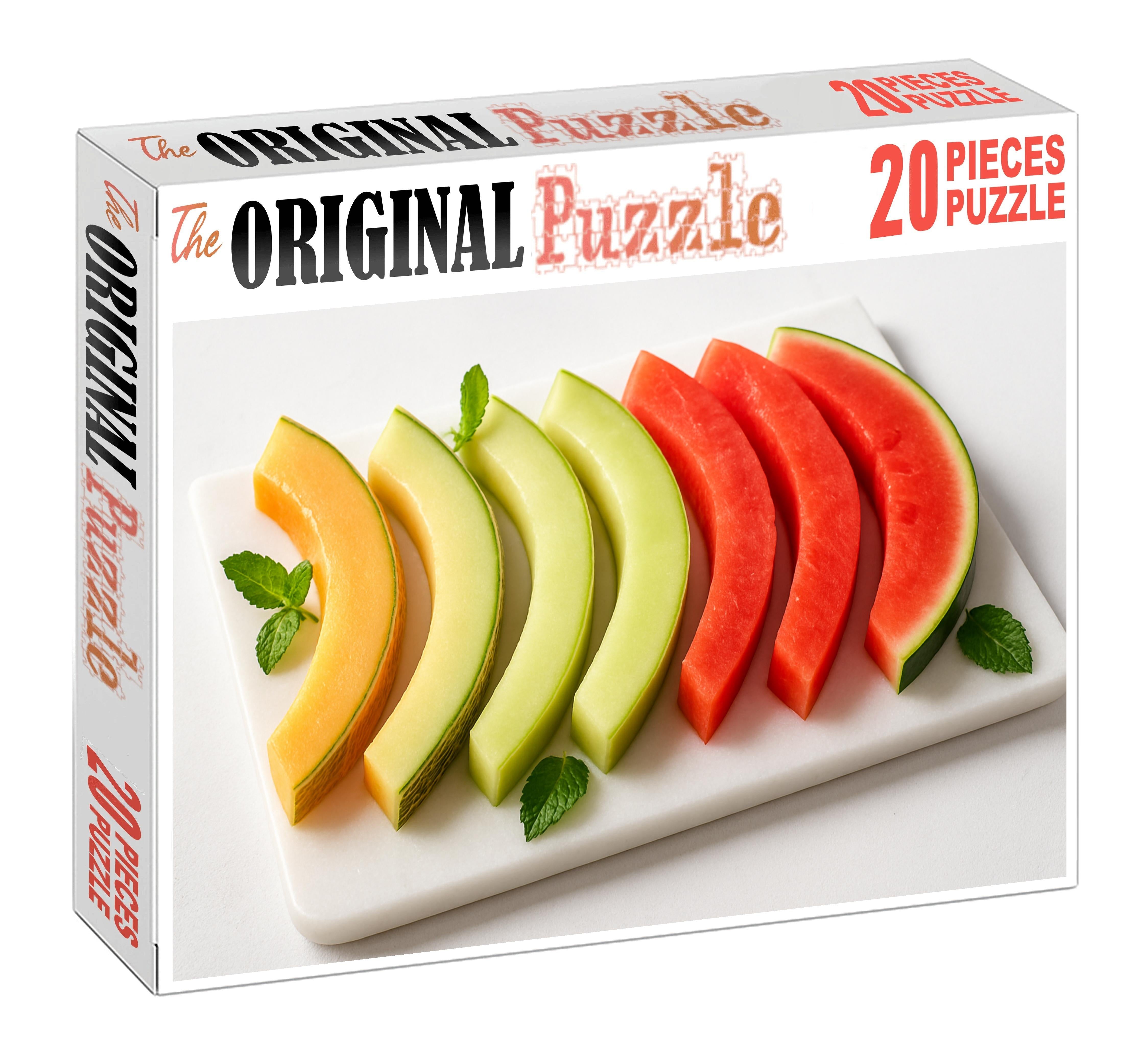 Melon Medley Delight Curved Slices Of Cantaloupe Honeydew And Watermelon Mini Puzzle