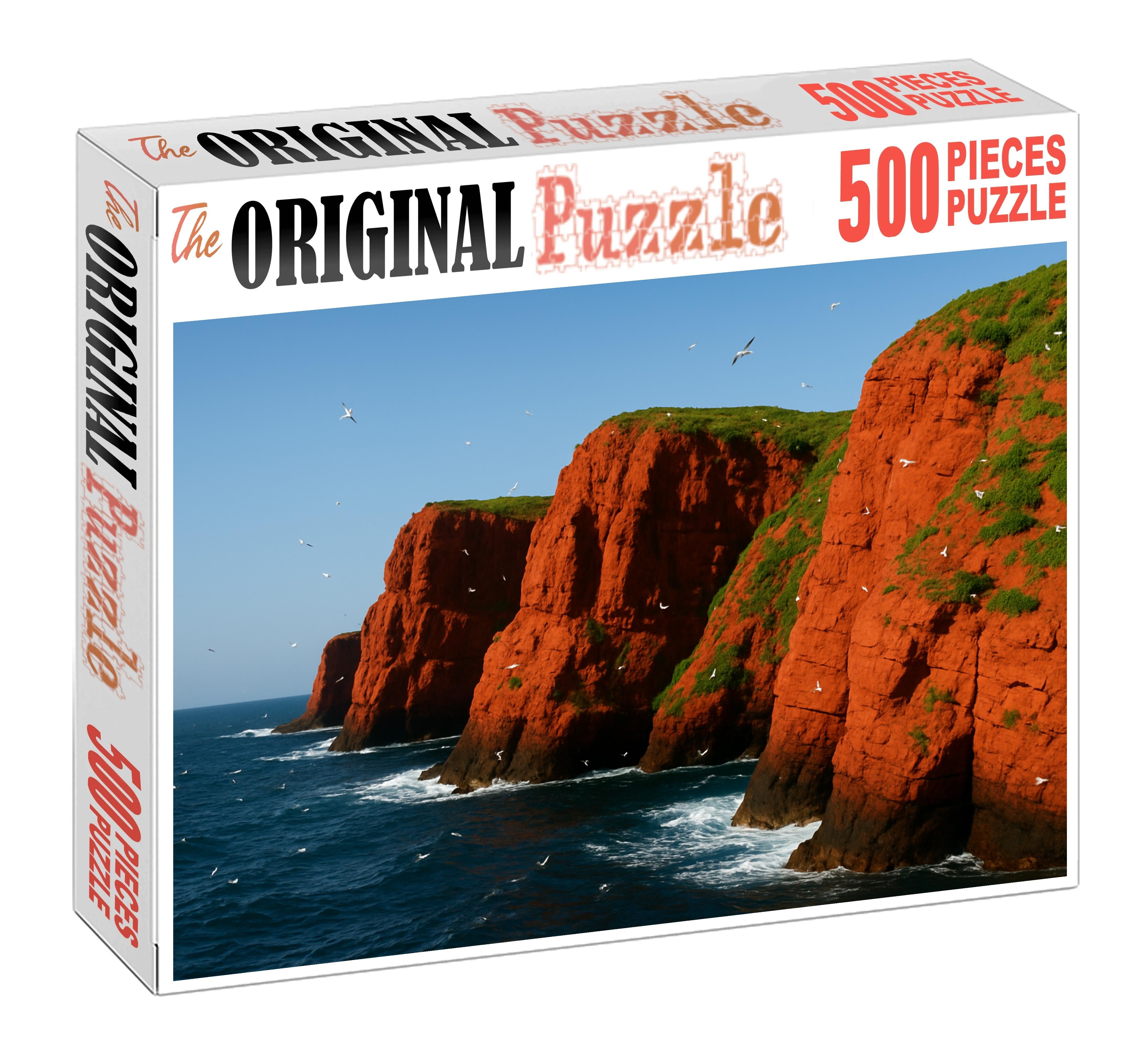 Crimson Cliff Coastline Unique Puzzle Design