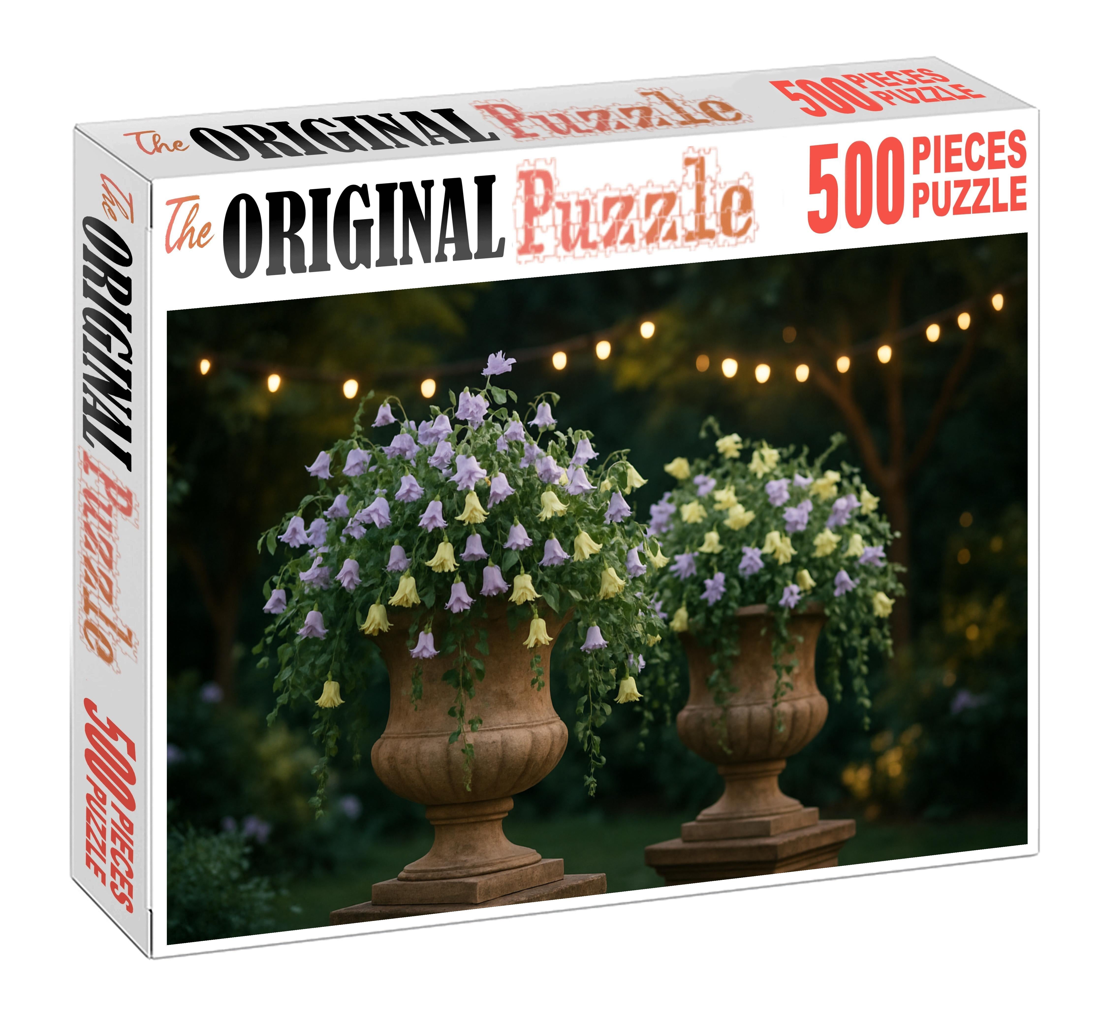 Twilight Garden Glow Lavender And Soft Yellow Blooms In Rustic Urns 50 Piece Puzzle
