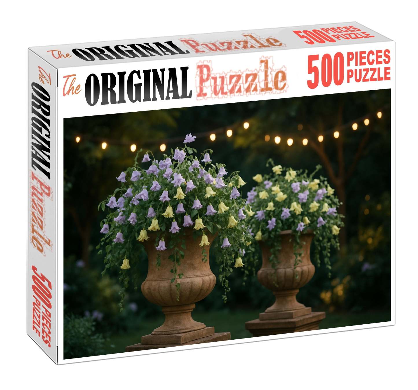 Twilight Garden Glow Lavender And Soft Yellow Blooms In Rustic Urns 50 Piece Puzzle