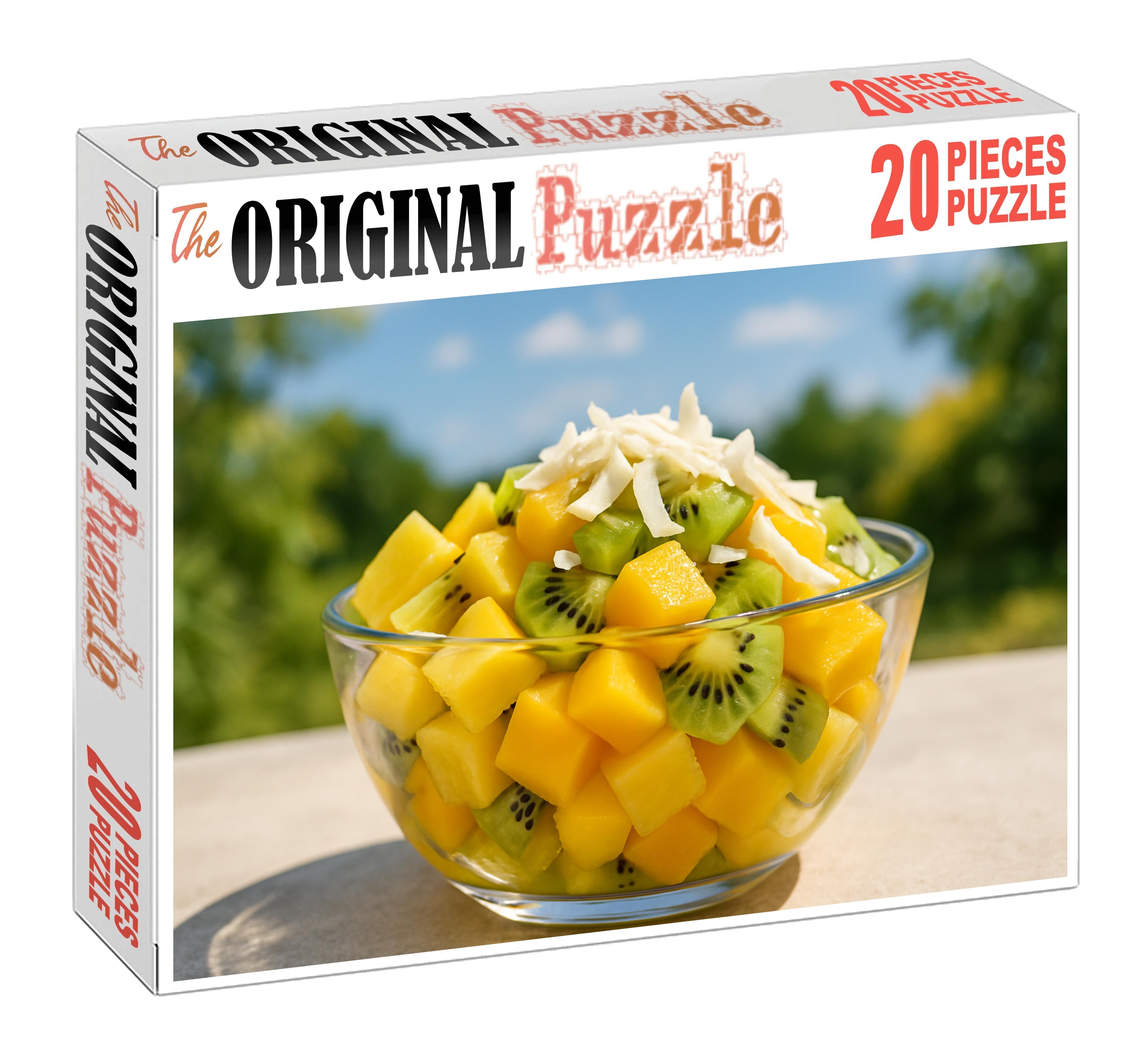 Tropical Breeze Bowl Juicy Pineapple Chunks Mango Cubes And Kiwi Slices With Coconut Shavings 1000 Piece Puzzle