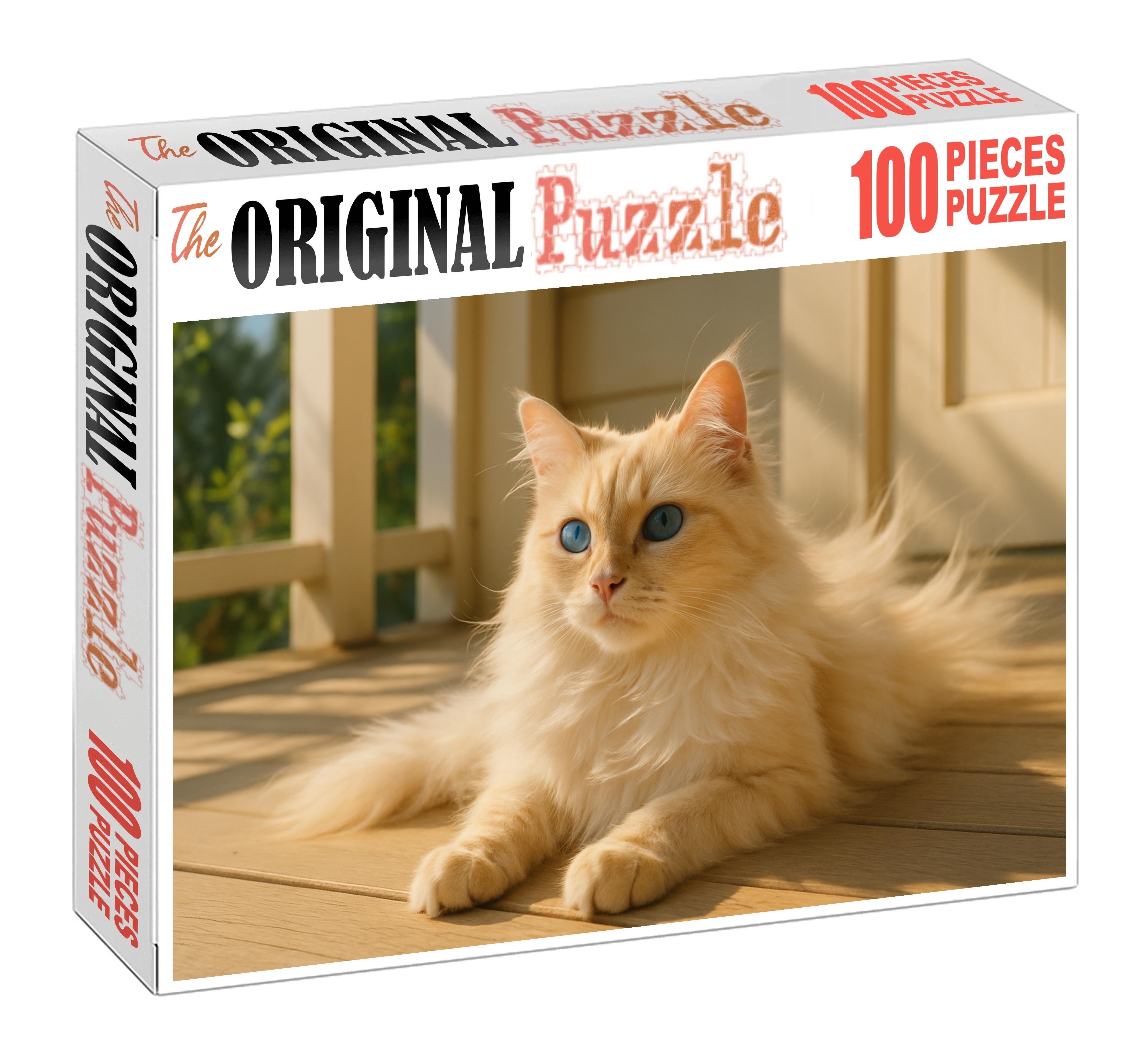 Azure Bloom Stunning Blue-eyed Longhair With Gentle Playfulness 1000 Piece Puzzle