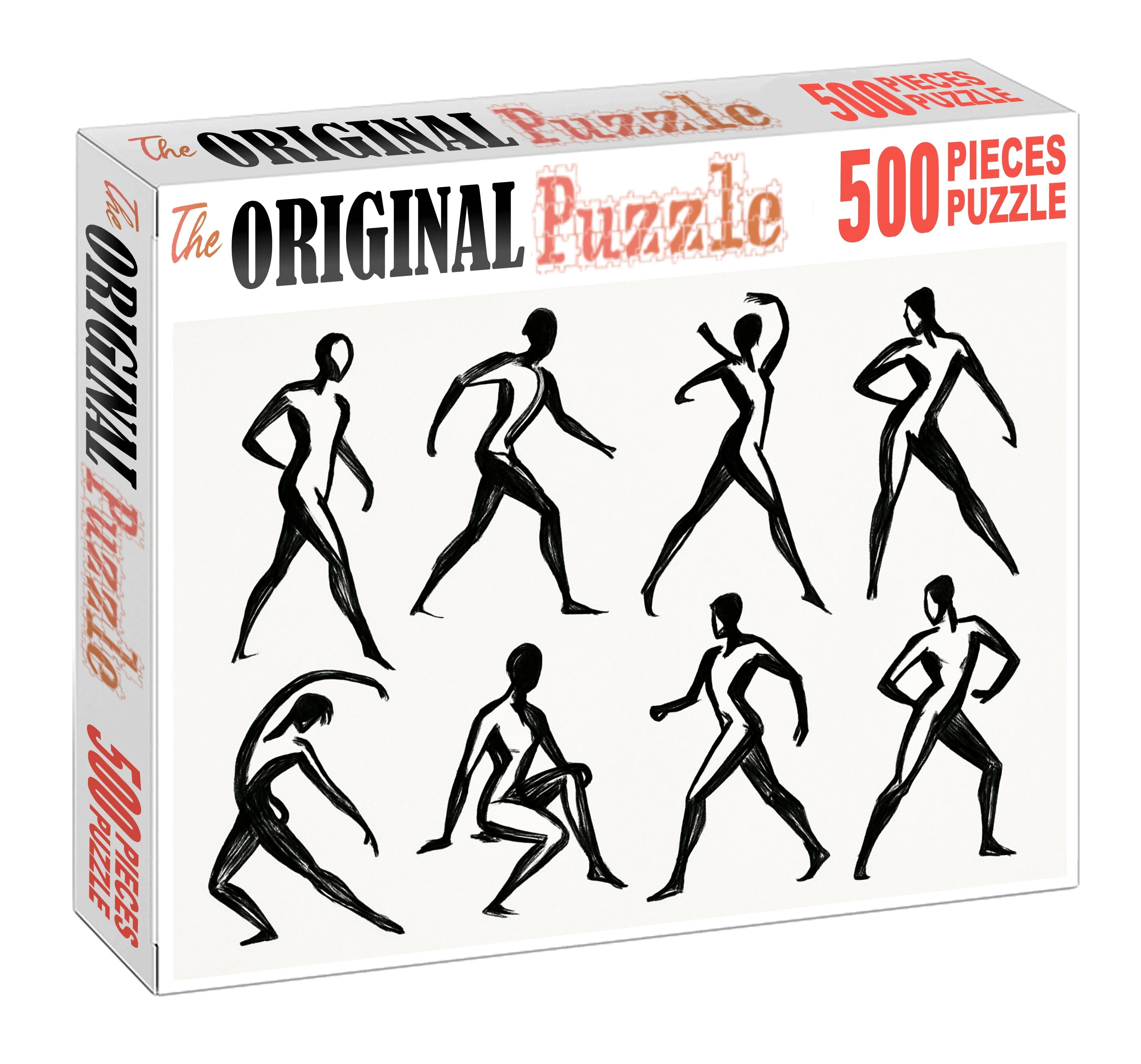 Dynamic Human Figure Studies Expressive Brush Pen Gesture Drawings Puzzle Challenge