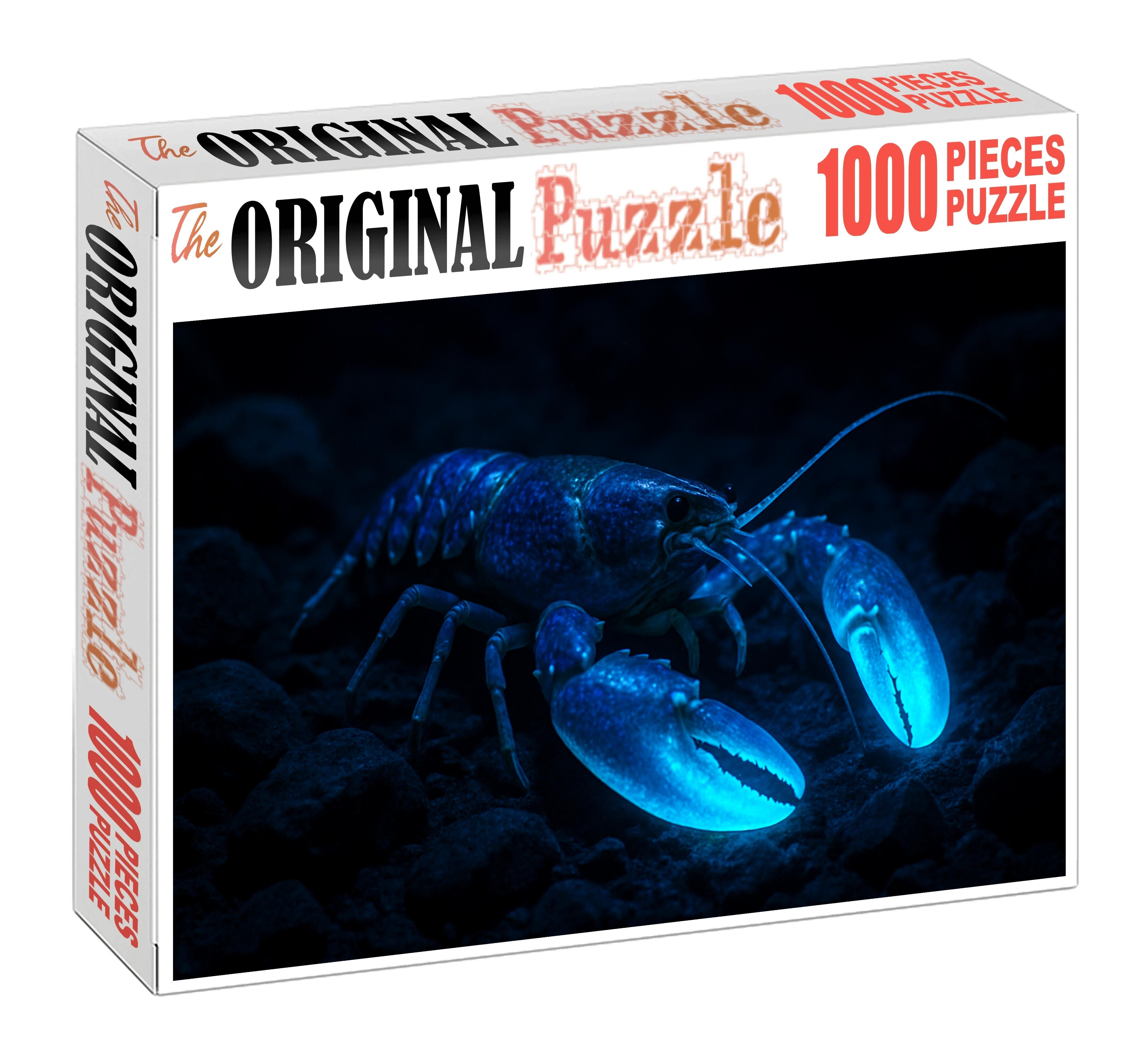 Sapphire Abyssal Crawler Deep-sea Crustacean With Luminescent Claws Premium Puzzle Pieces