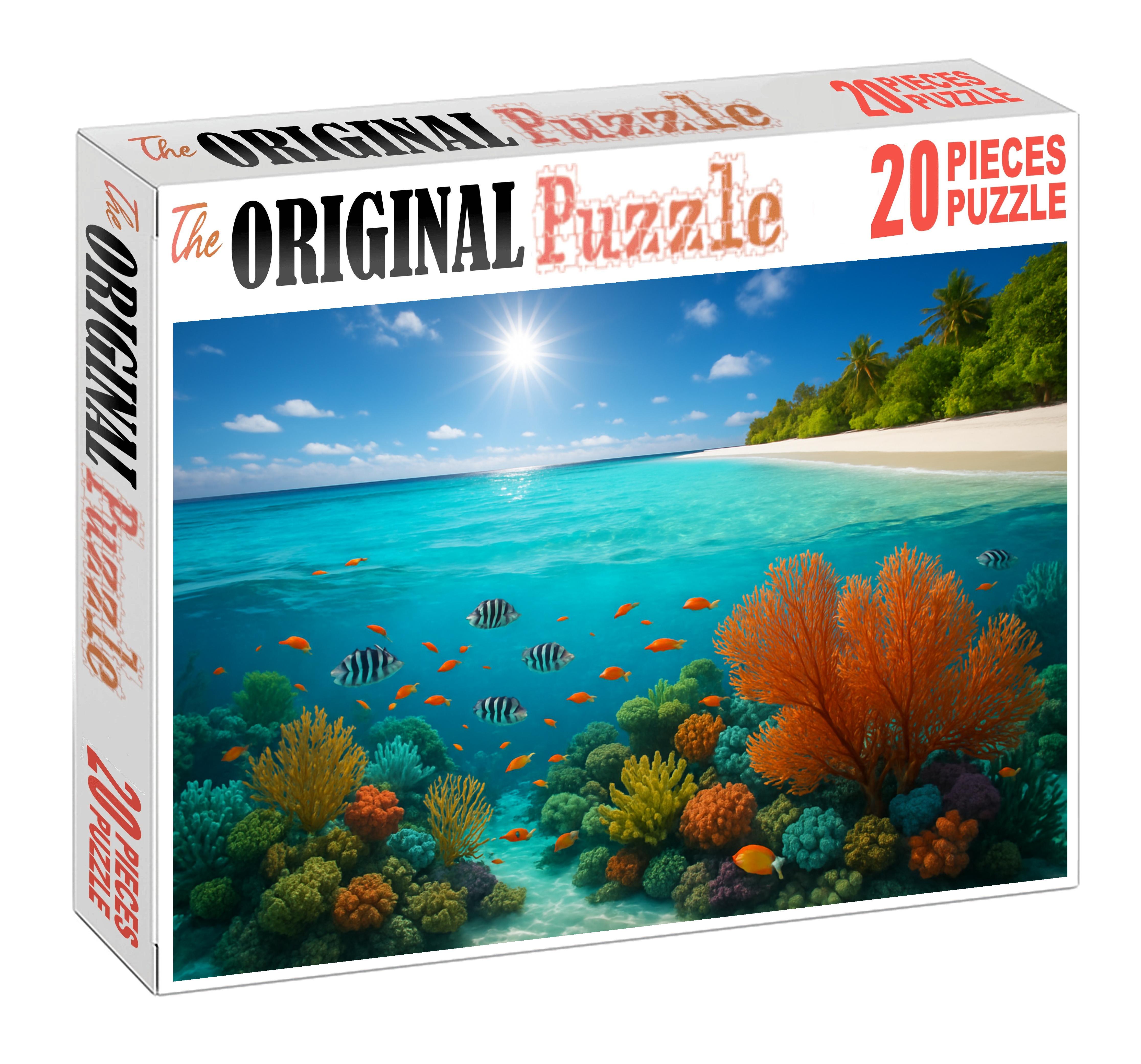 Sun-kissed Coral Cay Turquoise Lagoon With Vibrant Reef Life 20 Piece Puzzle