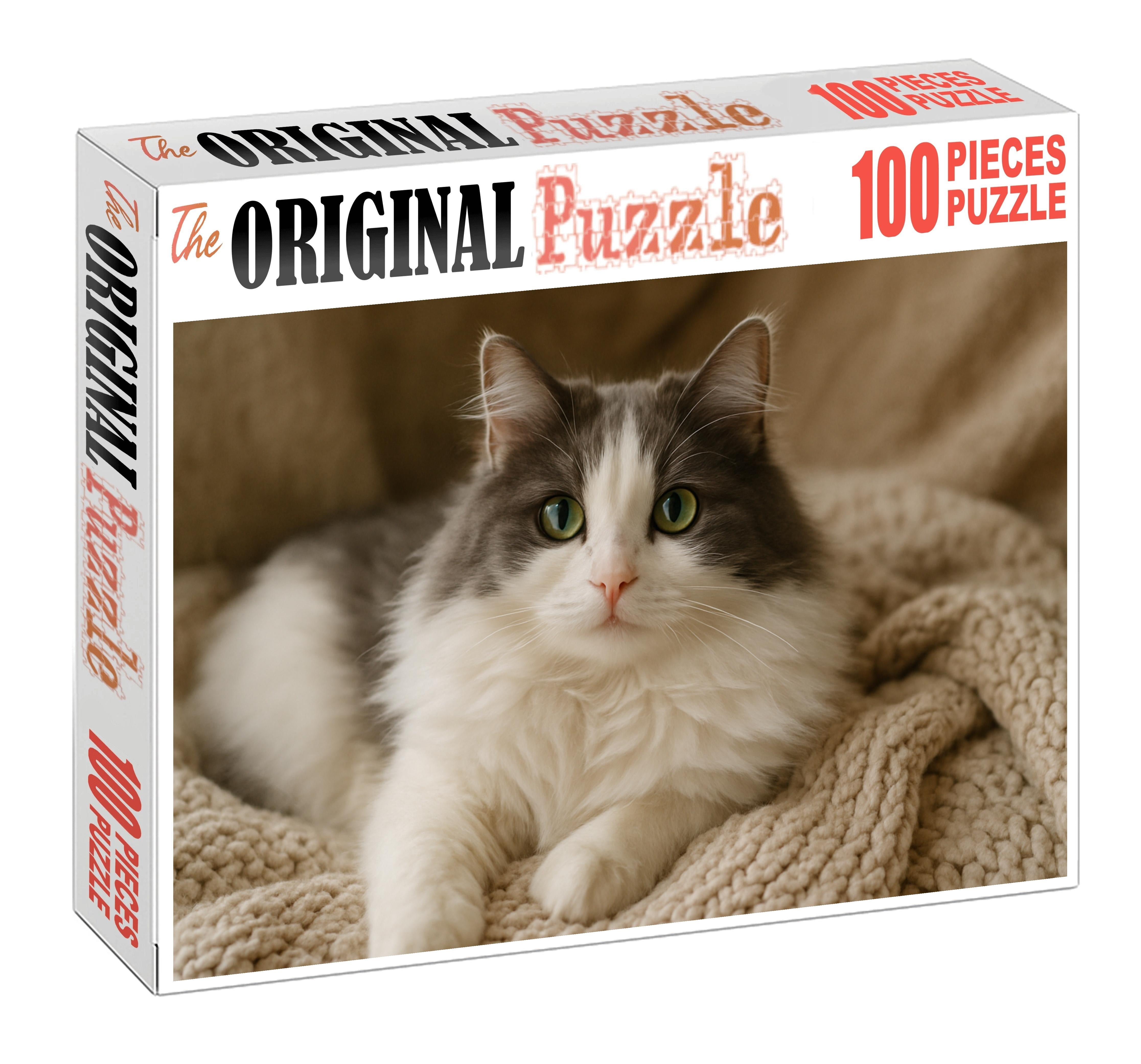 Silken Cloud Plush White And Grey Bicolor With Loving Disposition Mini Puzzle