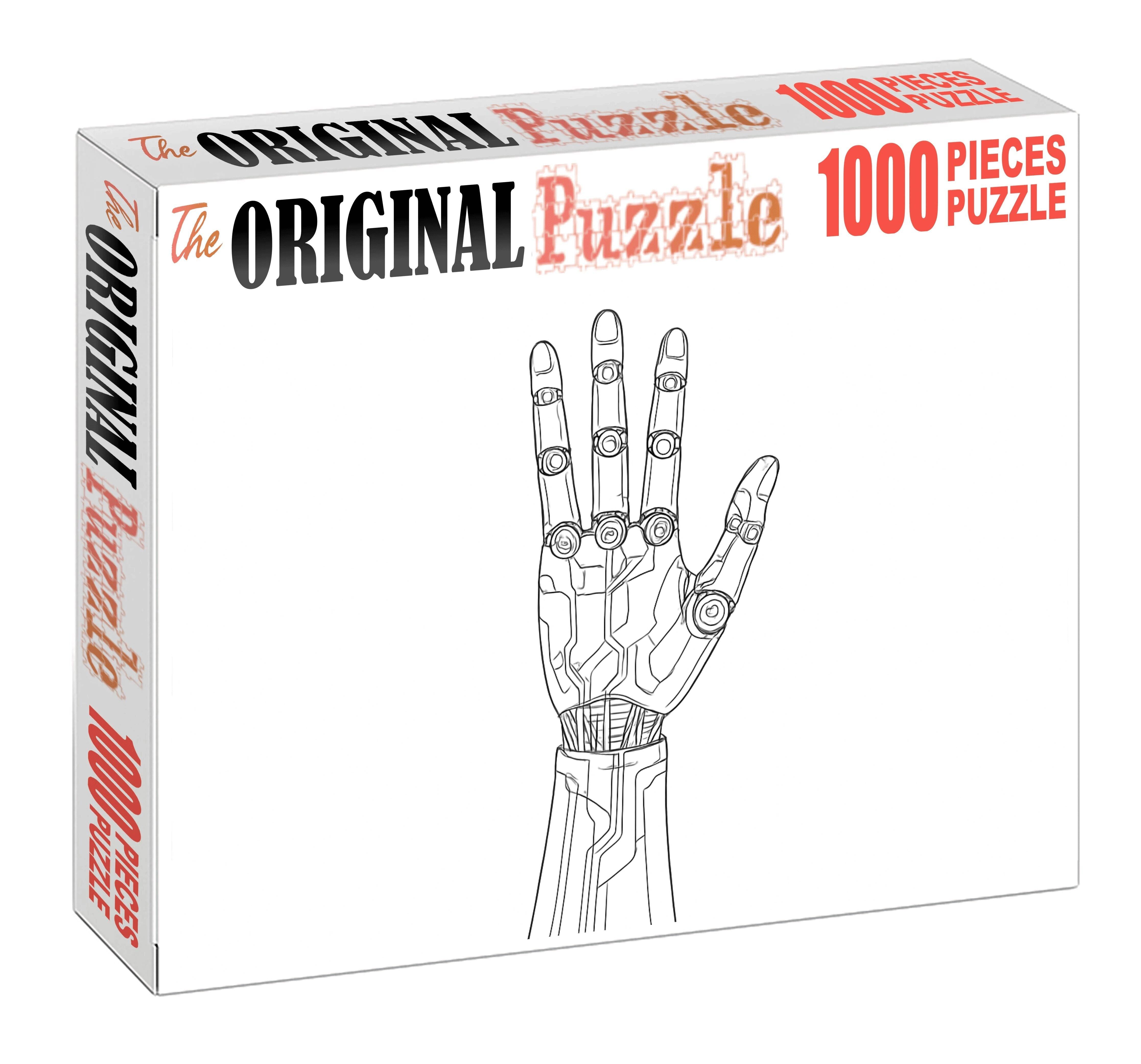 Mechanical Hand Draft Inked Line Drawing Of Robotic Appendage With Precision And Detail 1000 Piece Puzzle