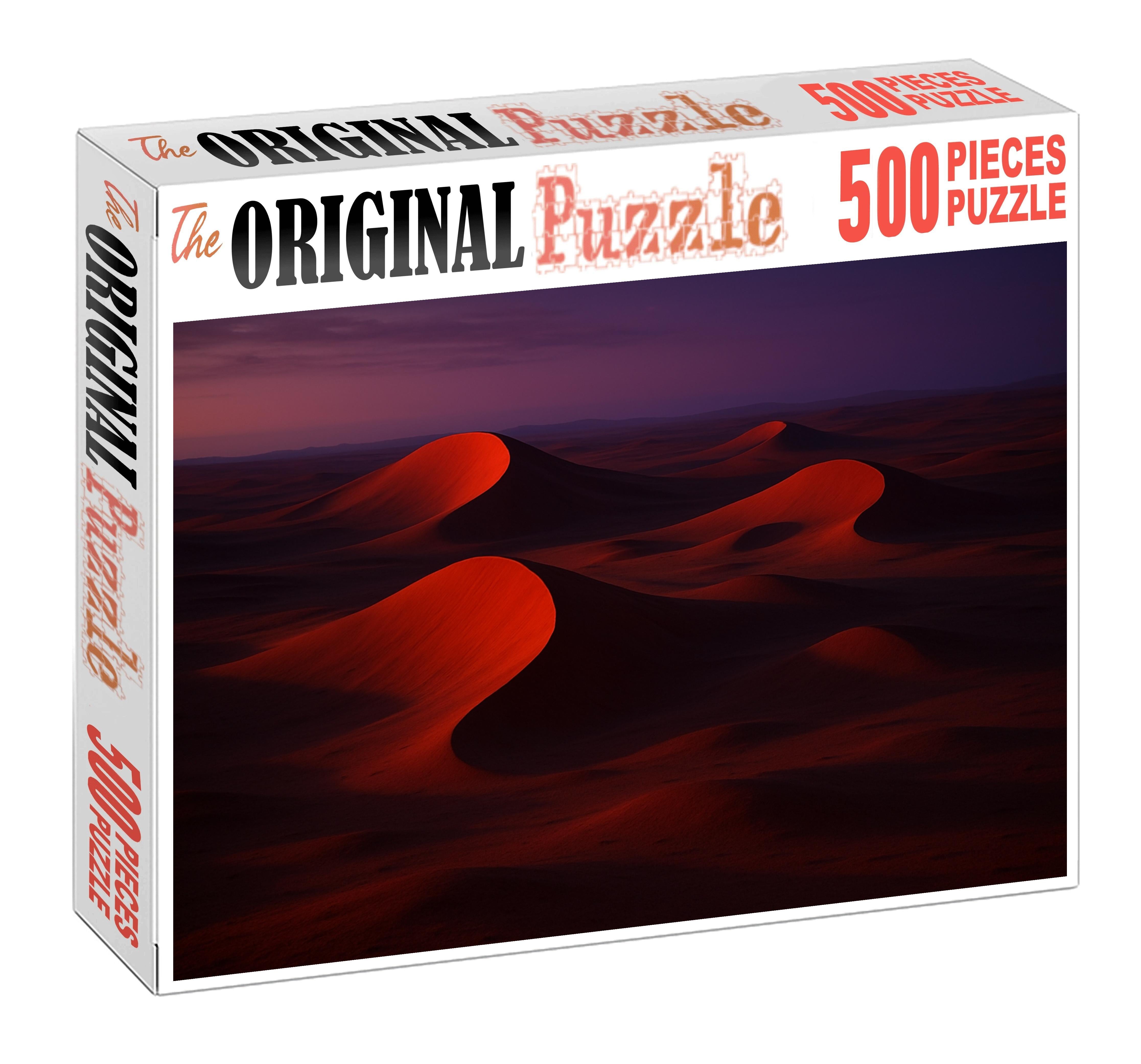 Crimson Crescent Flats Fiery Arcs At Twilight 500 Piece Puzzle